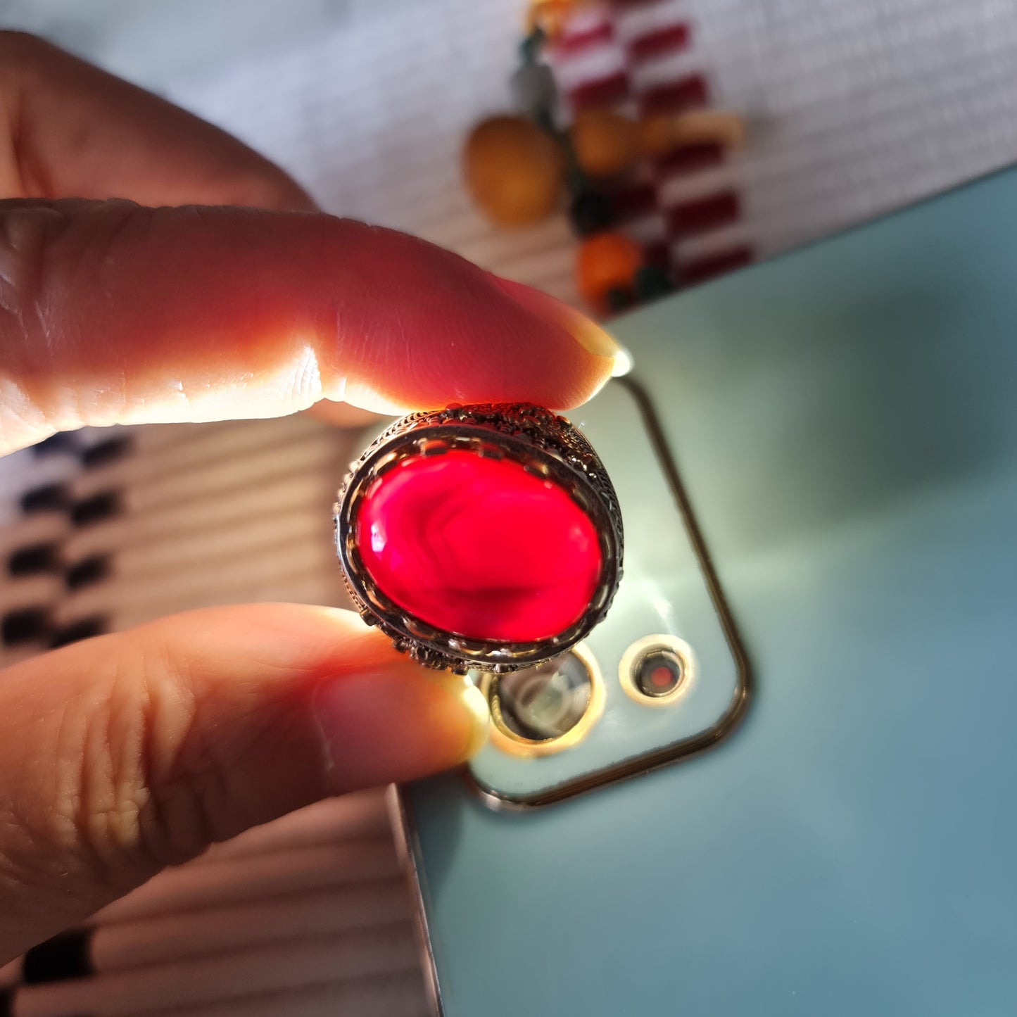 Yemeni Rare Genuine Agate 925 Silver Men's Ring DR03360