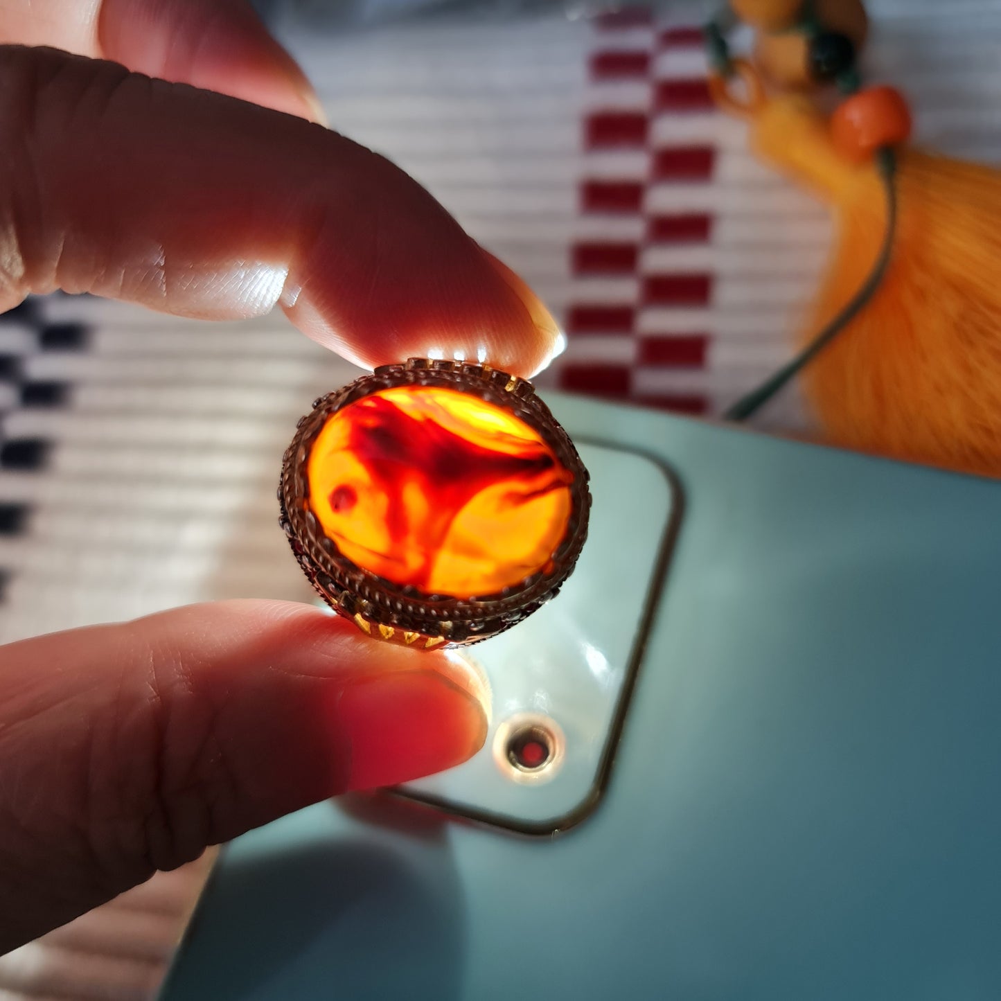 Yemeni Rare Genuine Agate 925 Silver Men's Ring MFAR0358
