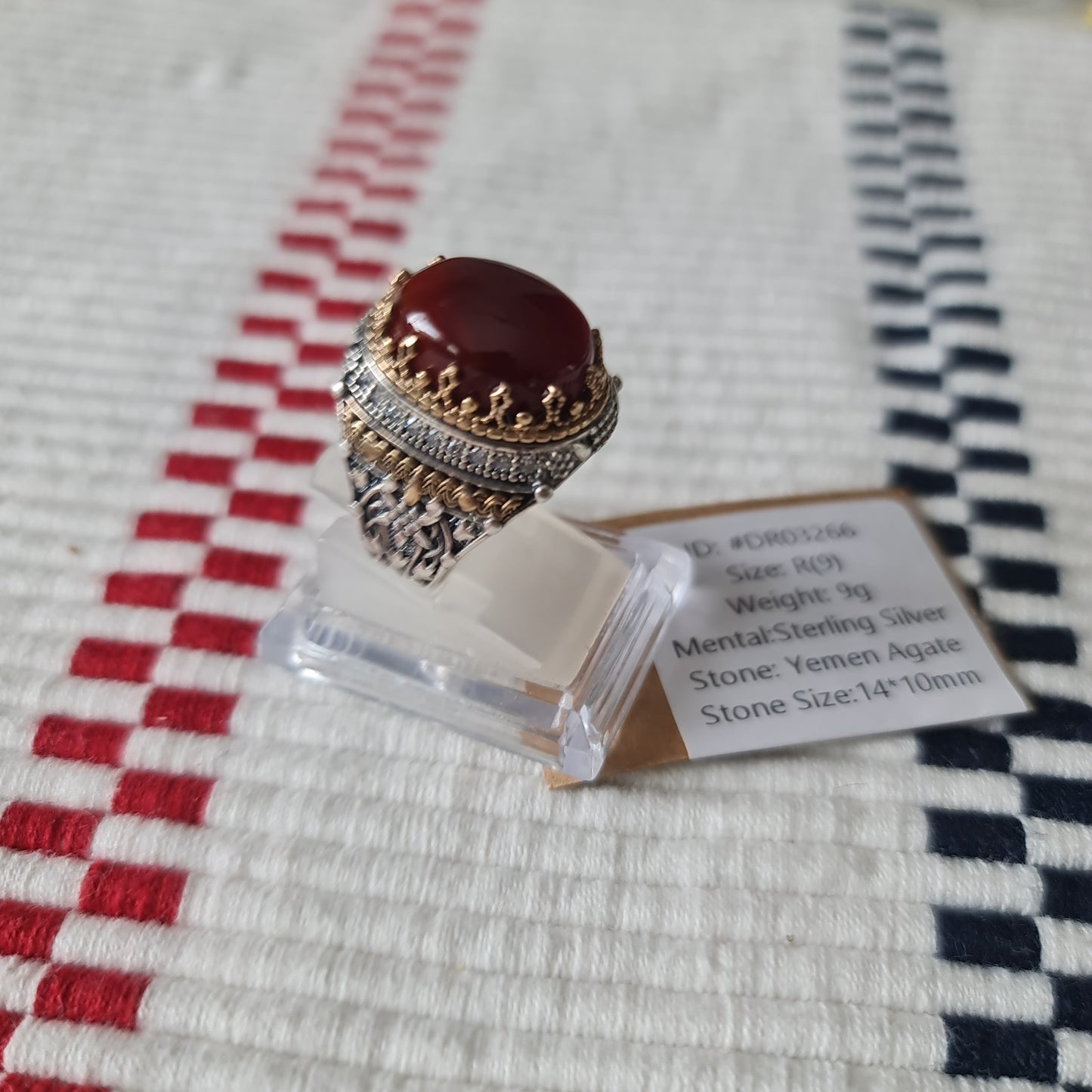 Yemeni Rare Genuine Agate 925 Silver Men's Ring DR03266