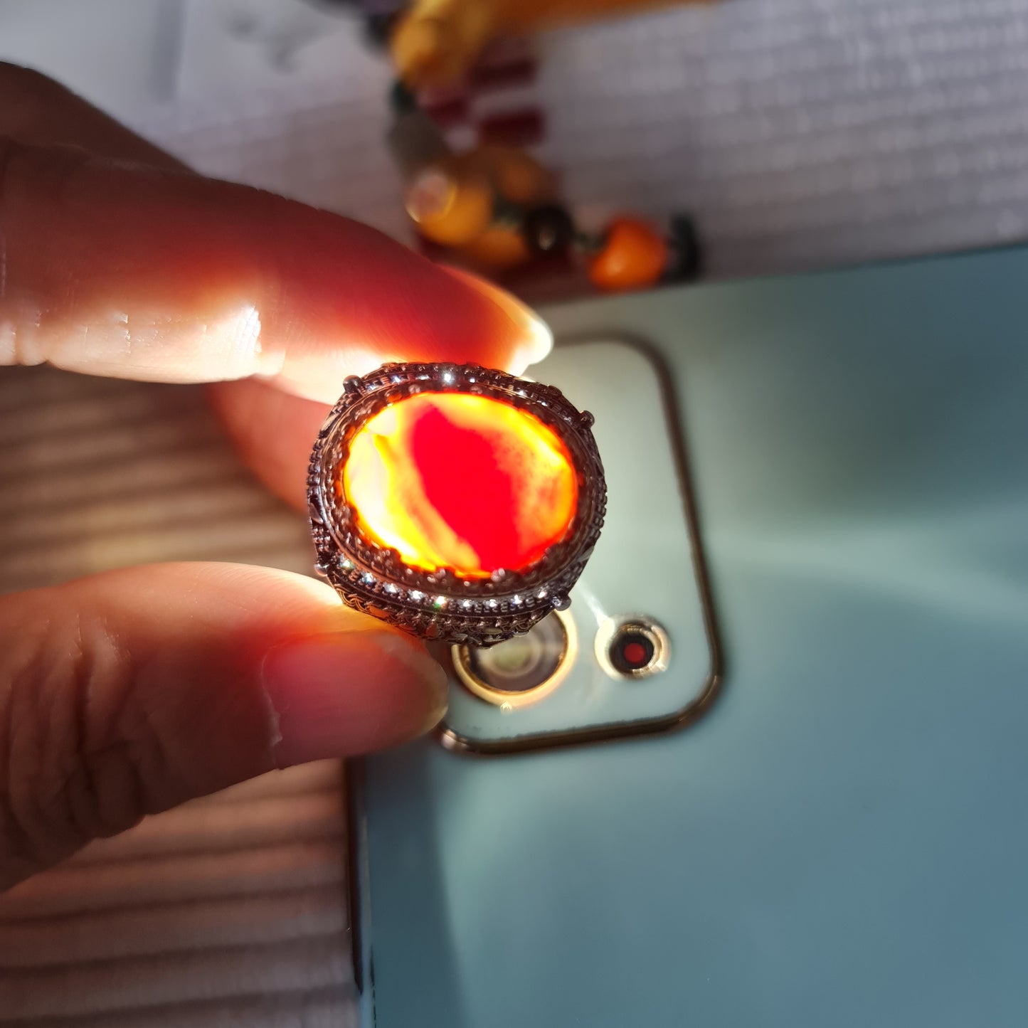 Yemeni Rare Genuine Agate 925 Silver Men's Ring DR03266