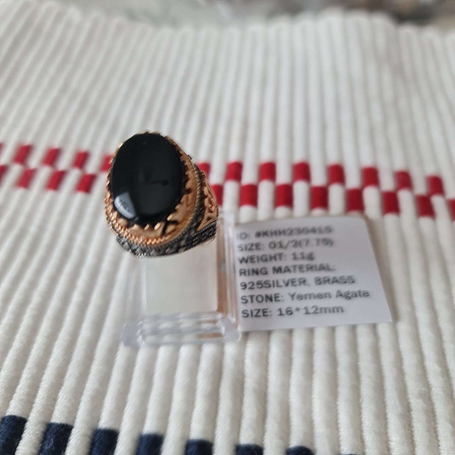 Yemeni Rare Genuine Agate 925 Silver Men's Ring KHH230415