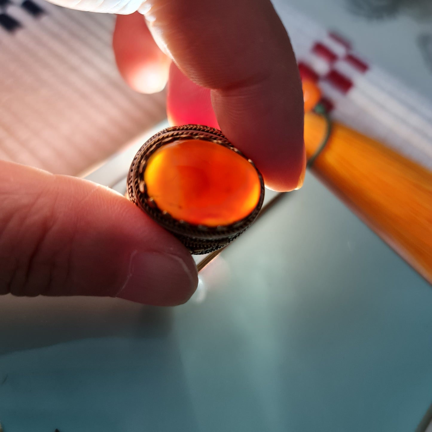 Yemeni Rare Genuine Agate 925 Silver Men's Ring MFAR0335