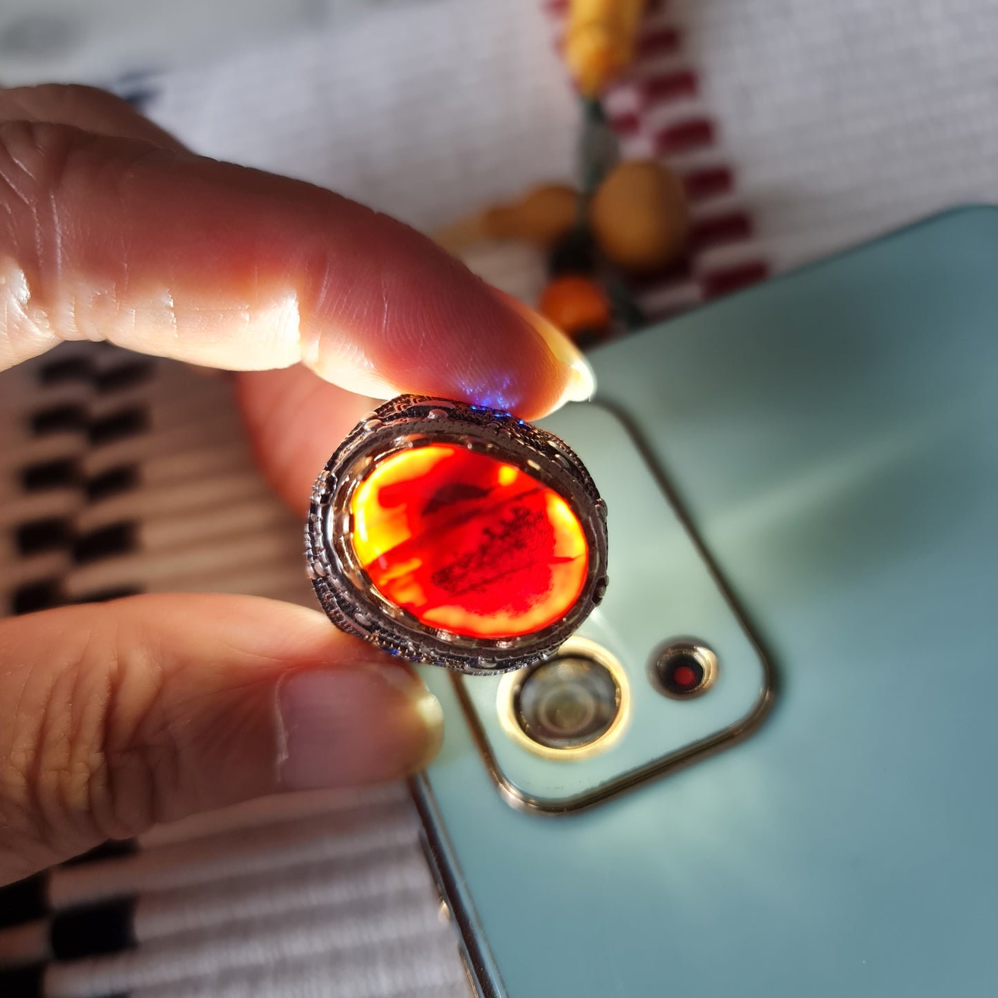 Yemeni Rare Genuine Agate 925 Silver Men's Ring DR03350
