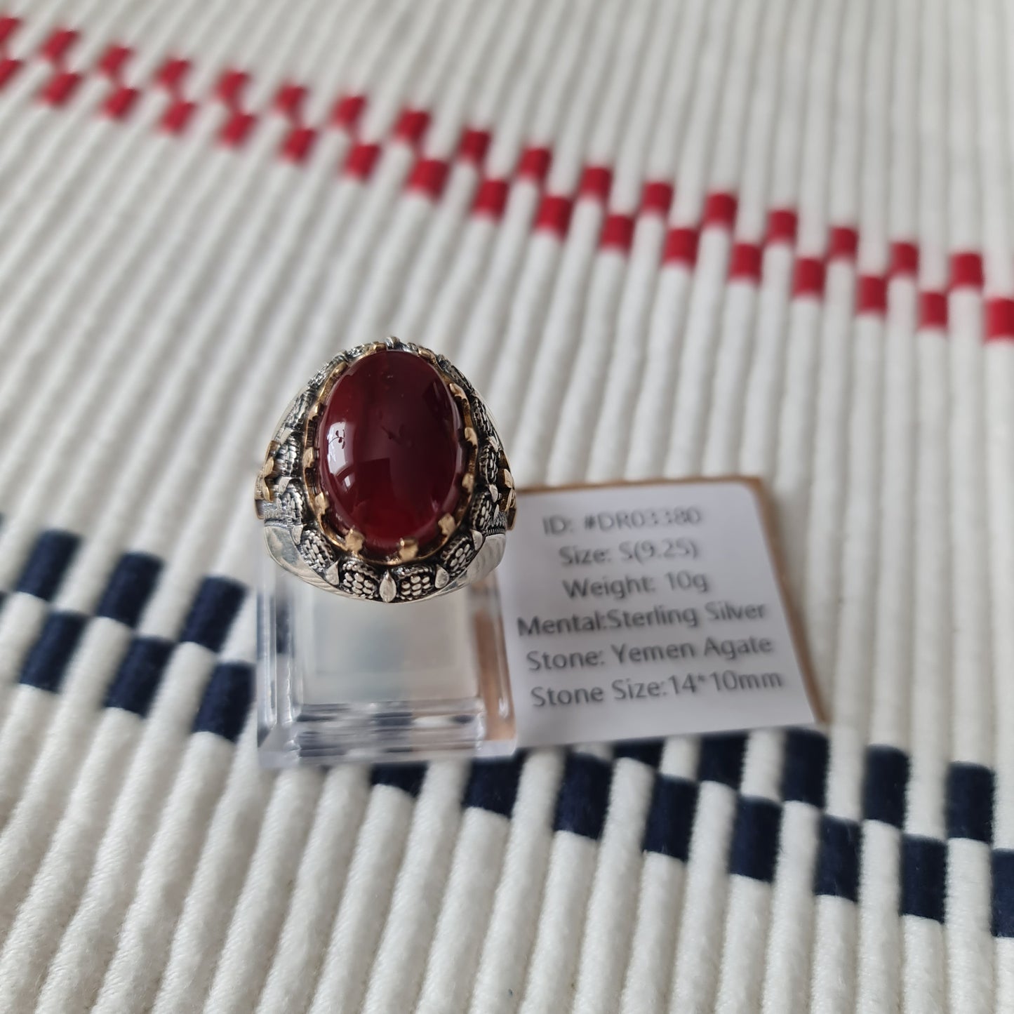 Yemeni Rare Genuine Agate 925 Silver Men's Ring DR03380