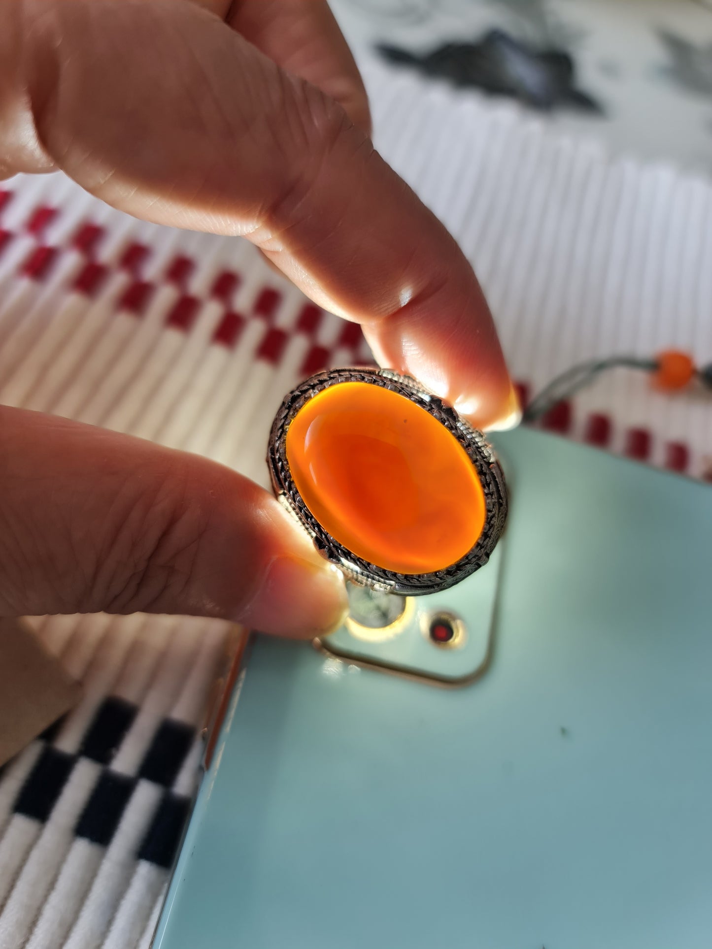 Yemeni Rare Genuine Agate 925 Silver Men's Ring YMHM006