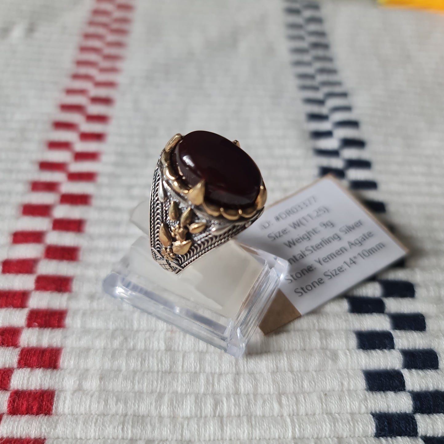 Yemeni Rare Genuine Agate 925 Silver Men's Ring DR03377