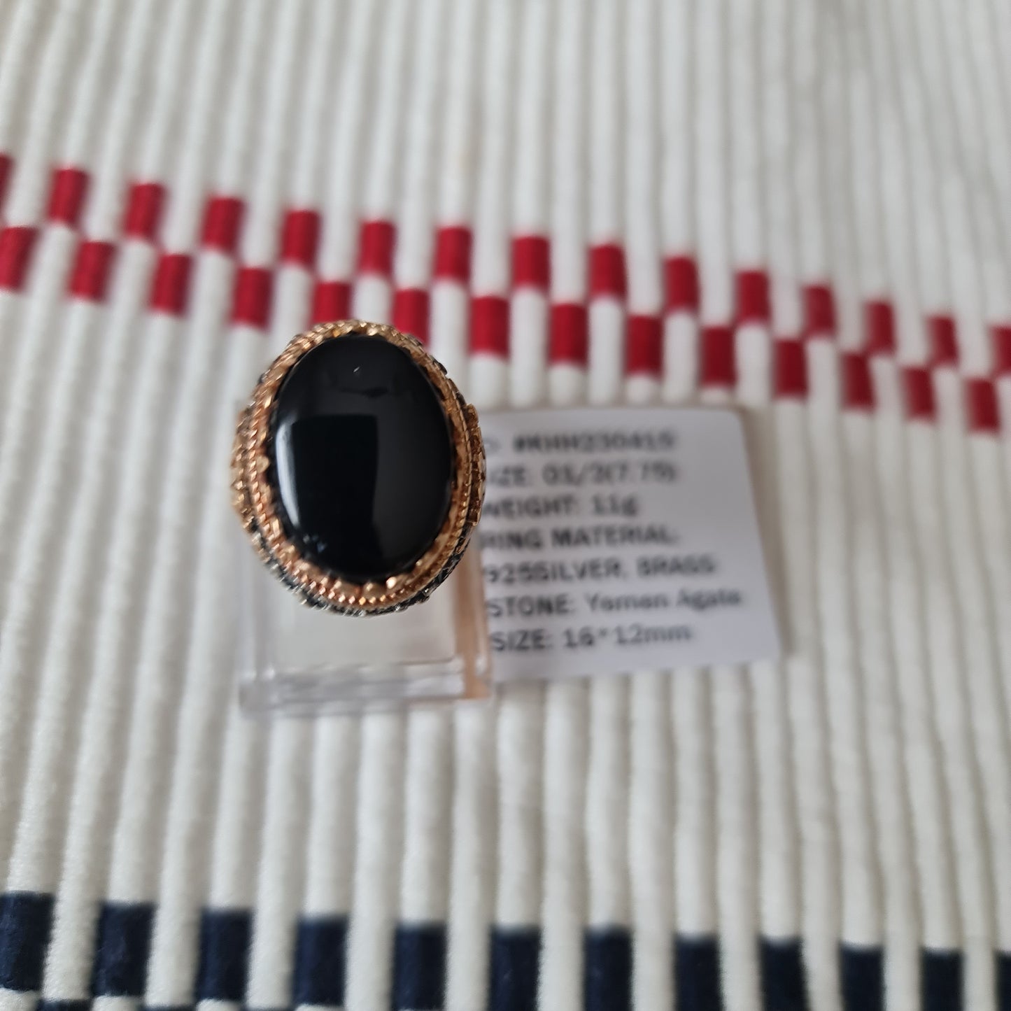 Yemeni Rare Genuine Agate 925 Silver Men's Ring KHH230415