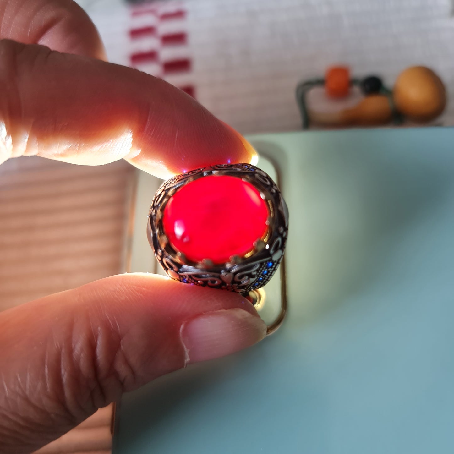Yemeni Rare Genuine Agate 925 Silver Men's Ring DR03408