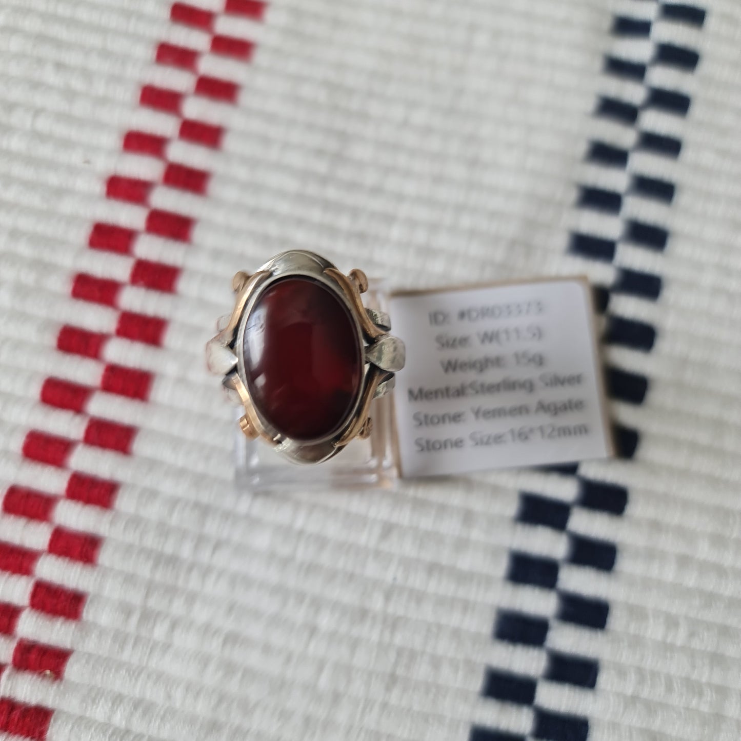 Yemeni Rare Genuine Agate 925 Silver Men's Ring DR03373