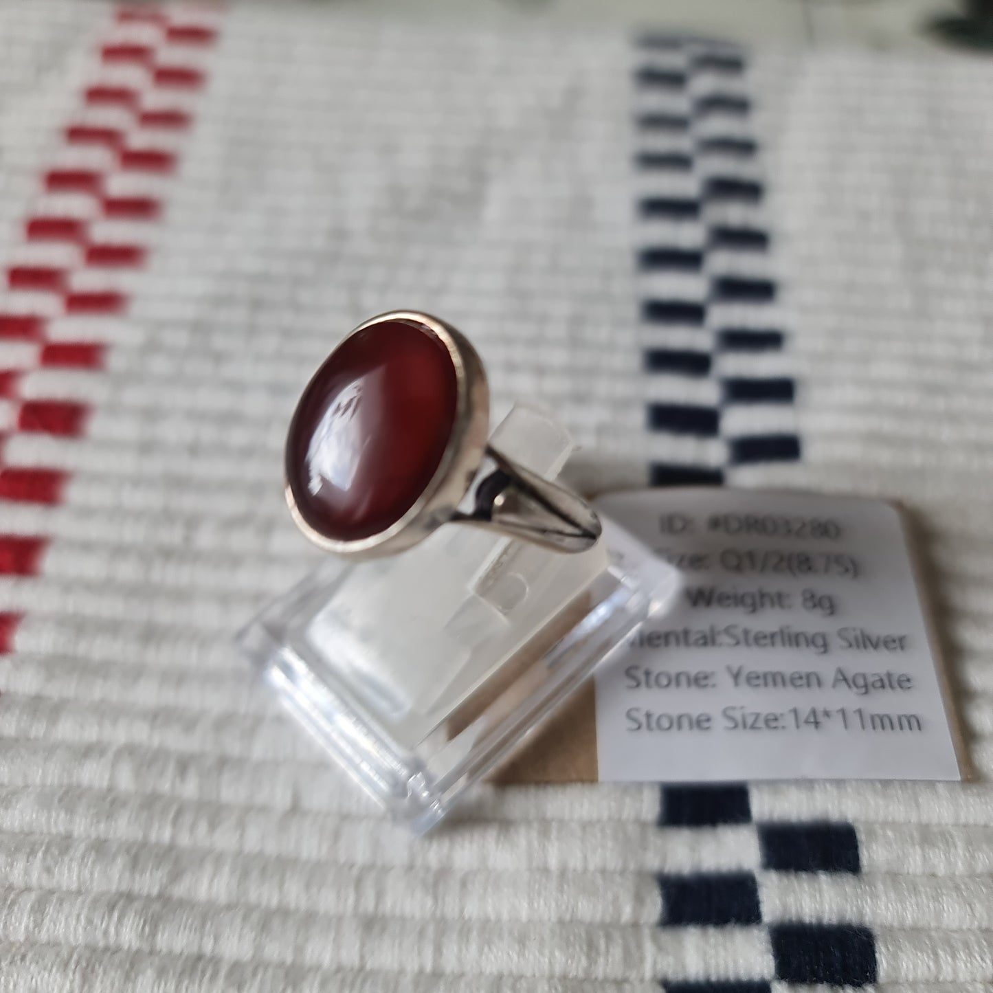 Yemeni Rare Genuine Agate 925 Silver Men's Ring DR03380