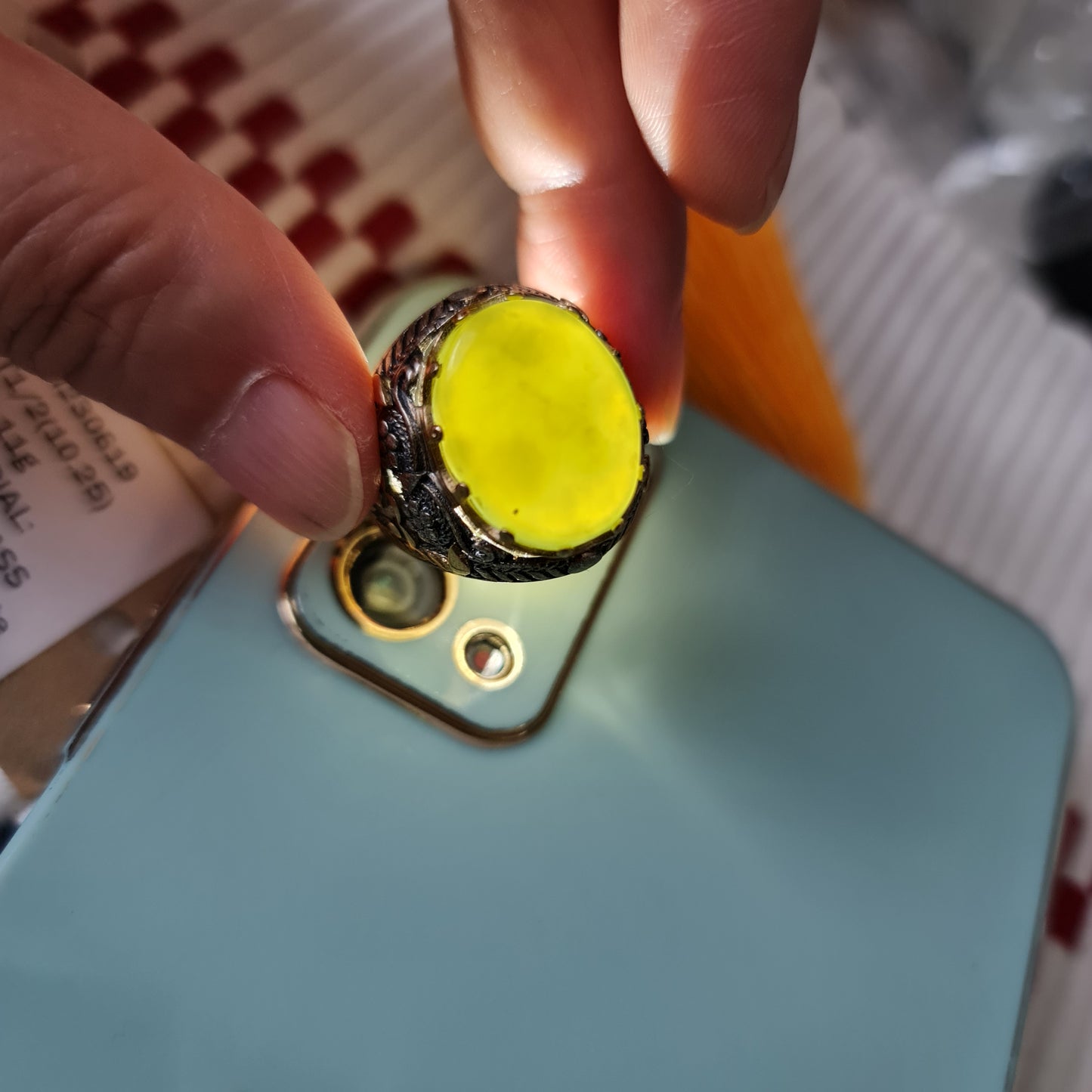 Yemeni Rare Genuine Agate 925 Silver Men's Ring KHH230619