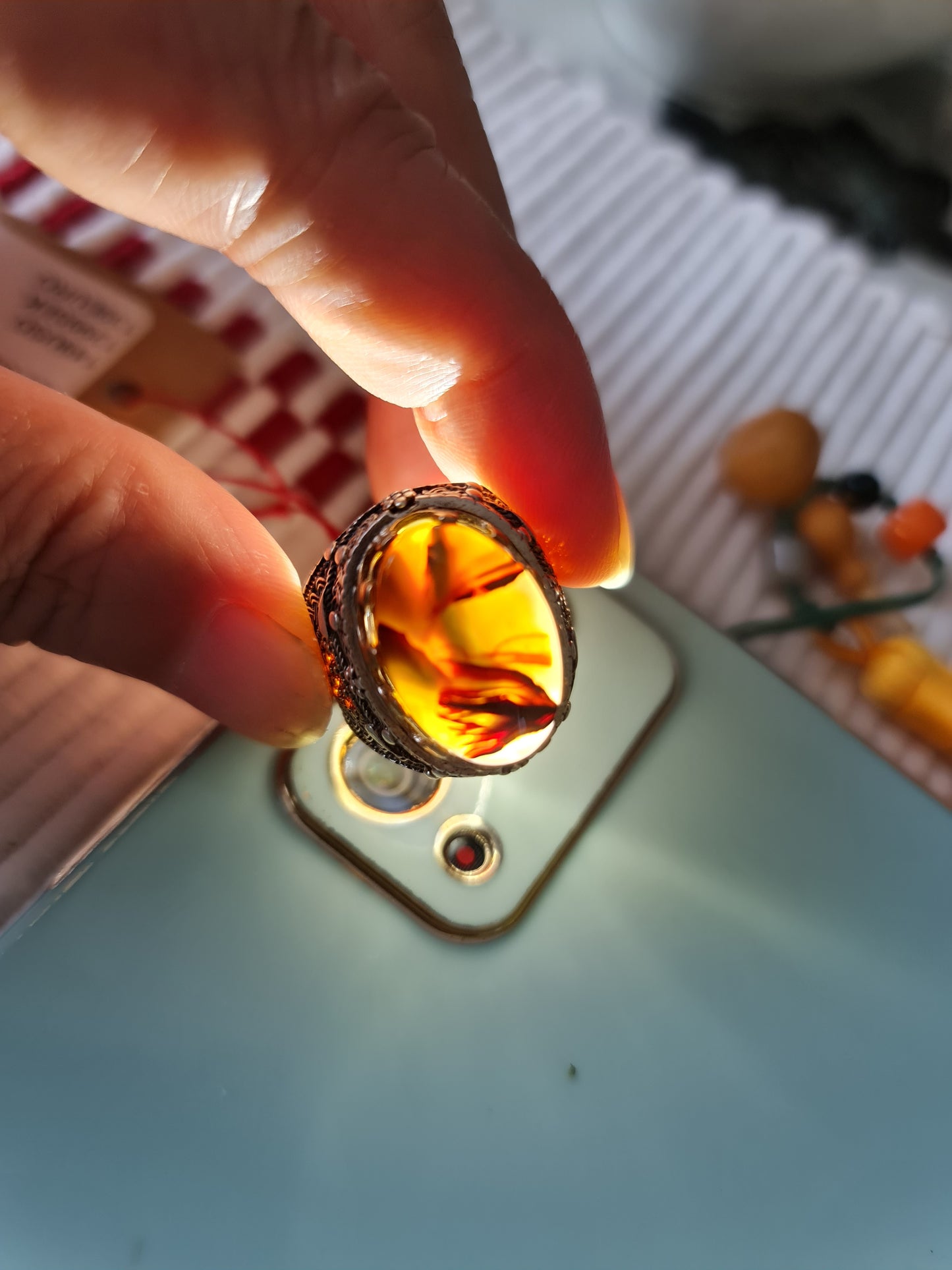 Yemeni Rare Genuine Agate 925 Silver Men's Ring HMPS006