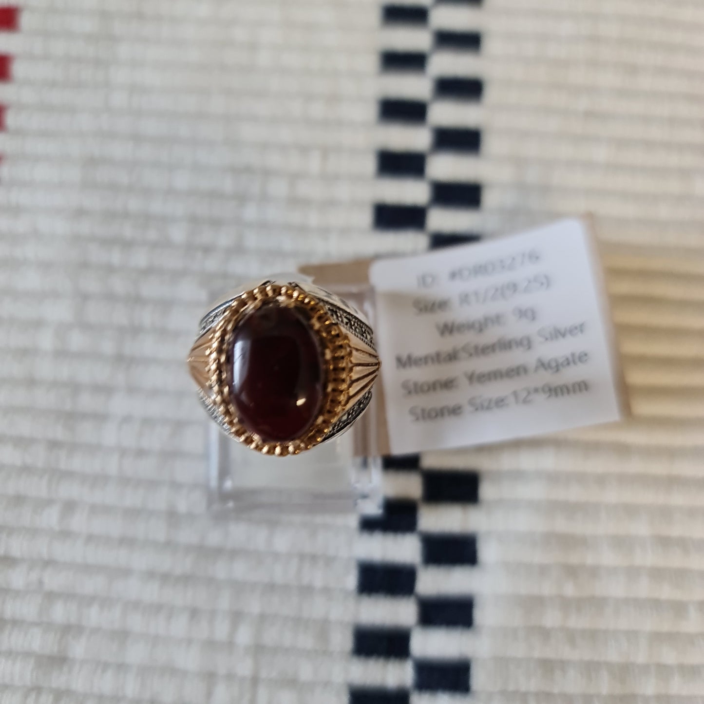 Yemeni Rare Genuine Agate 925 Silver Men's Ring DR03276