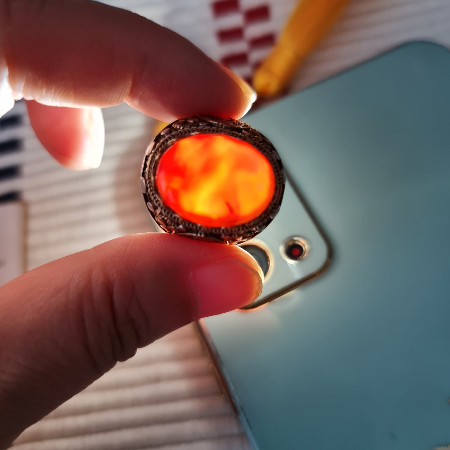 Yemeni Rare Genuine Agate 925 Silver Men's Ring MFAR0391