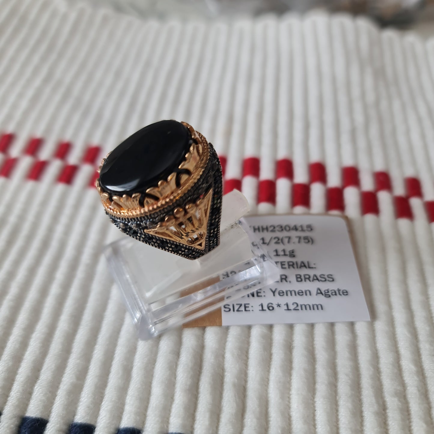 Yemeni Rare Genuine Agate 925 Silver Men's Ring KHH230415
