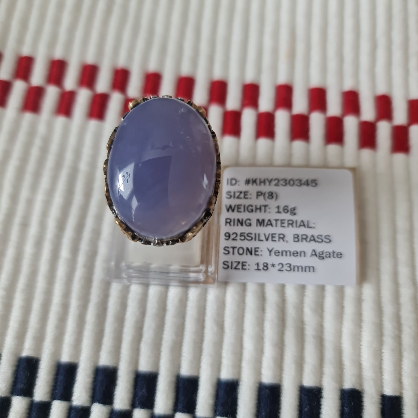 Yemeni Rare Genuine Agate 925 Silver Men's Ring KHY230345
