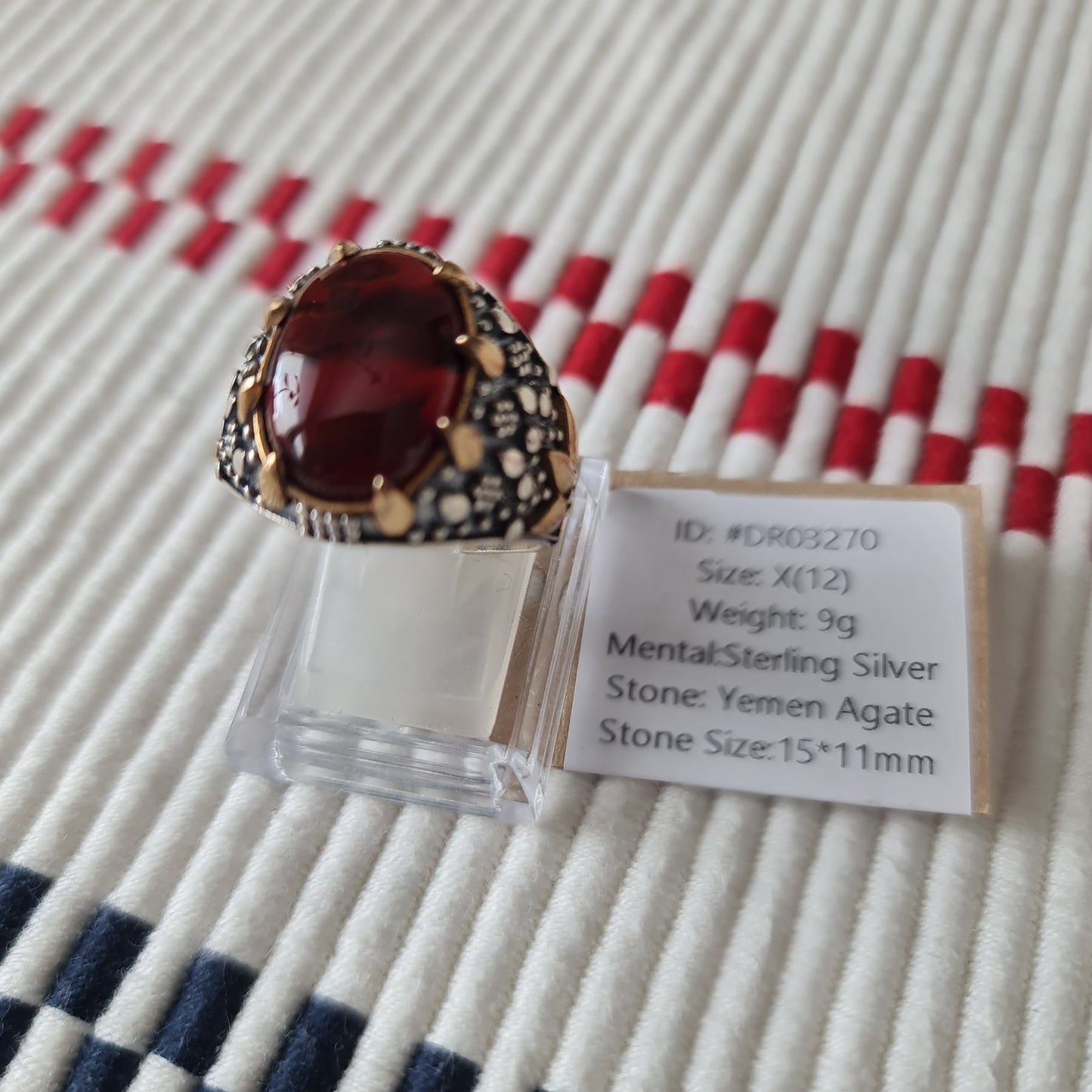 Yemeni Rare Genuine Agate 925 Silver Men's Ring DR03270