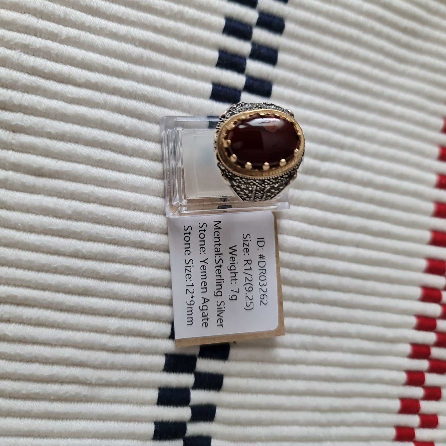 Yemeni Rare Genuine Agate 925 Silver Men's Ring DR03262