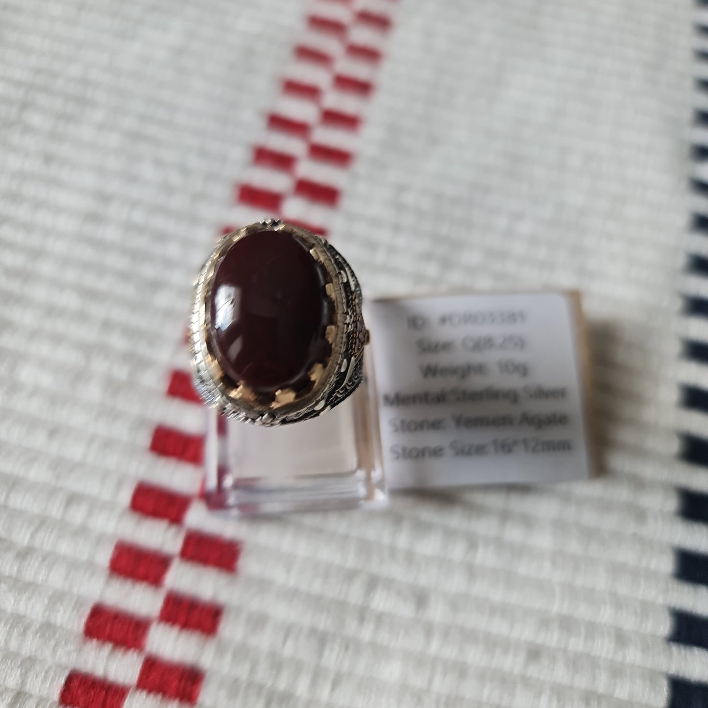 Yemeni Rare Genuine Agate 925 Silver Men's Ring DR03381