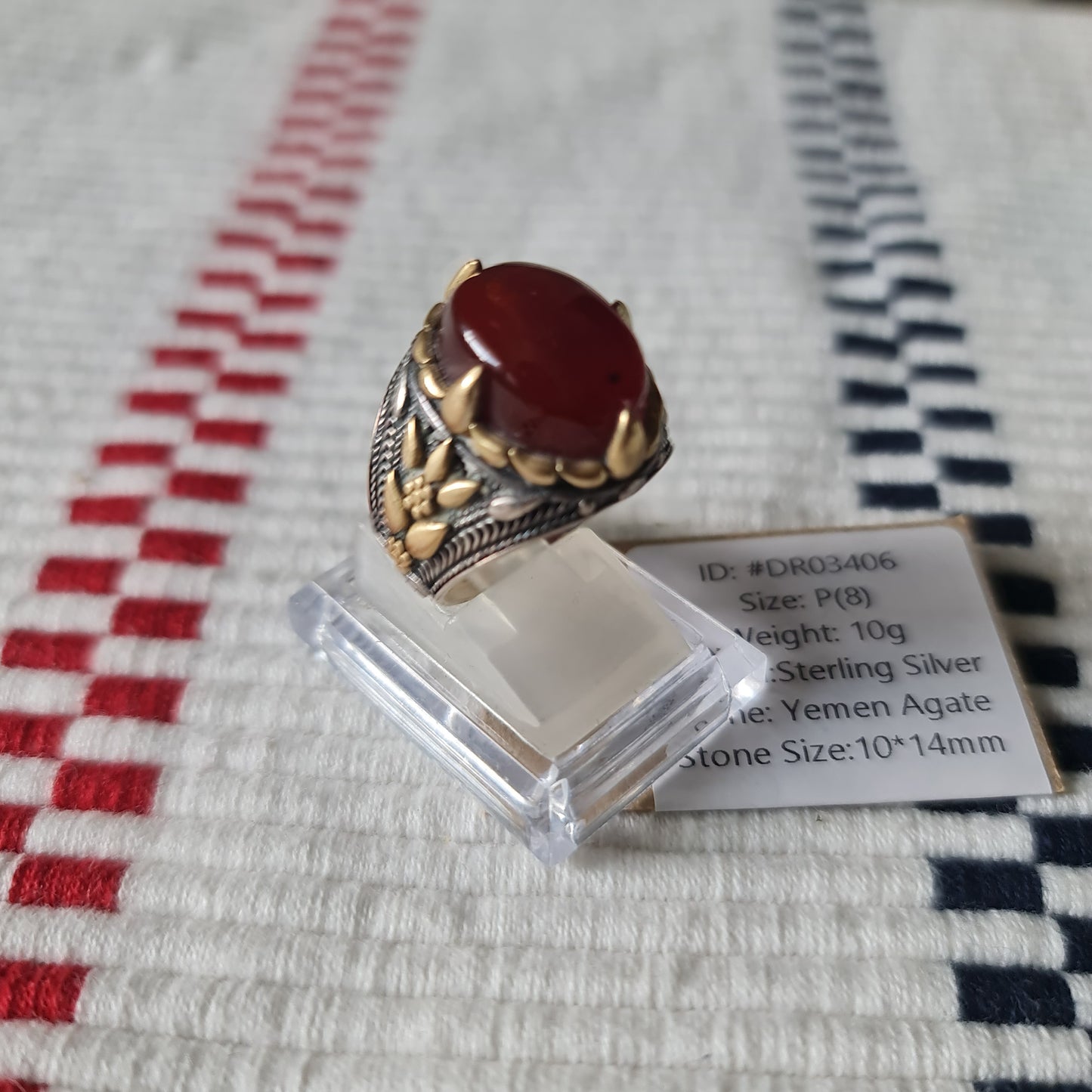 Yemeni Rare Genuine Agate 925 Silver Men's Ring DR03406