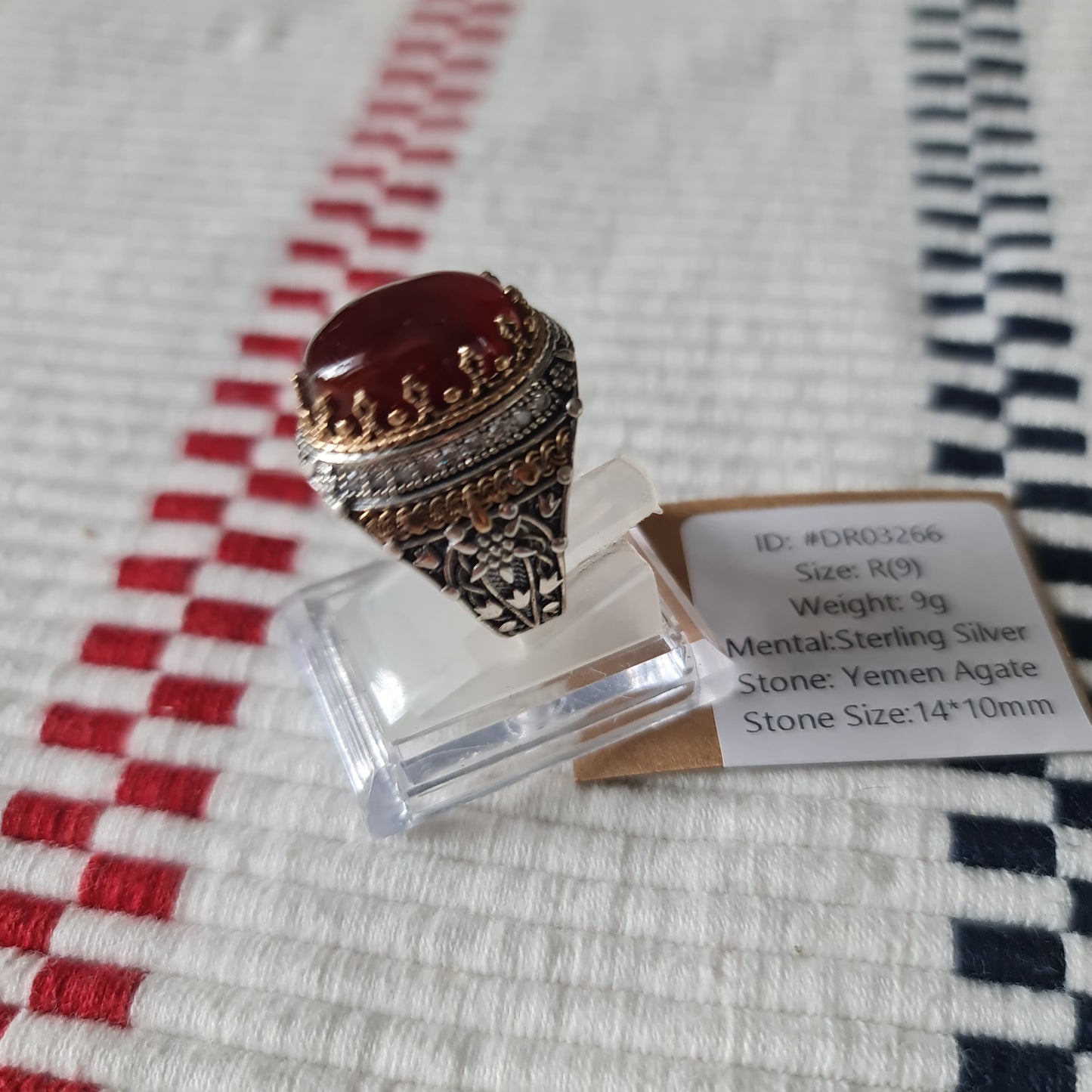 Yemeni Rare Genuine Agate 925 Silver Men's Ring DR03266