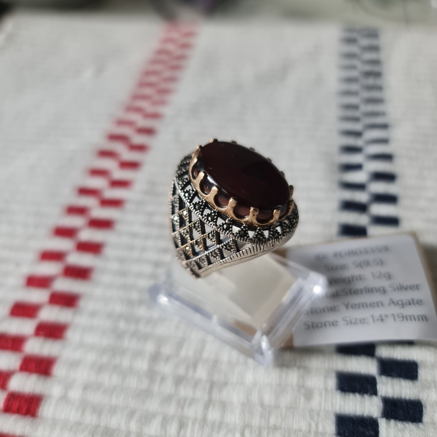 Yemeni Rare Genuine Agate 925 Silver Men's Ring DR03359