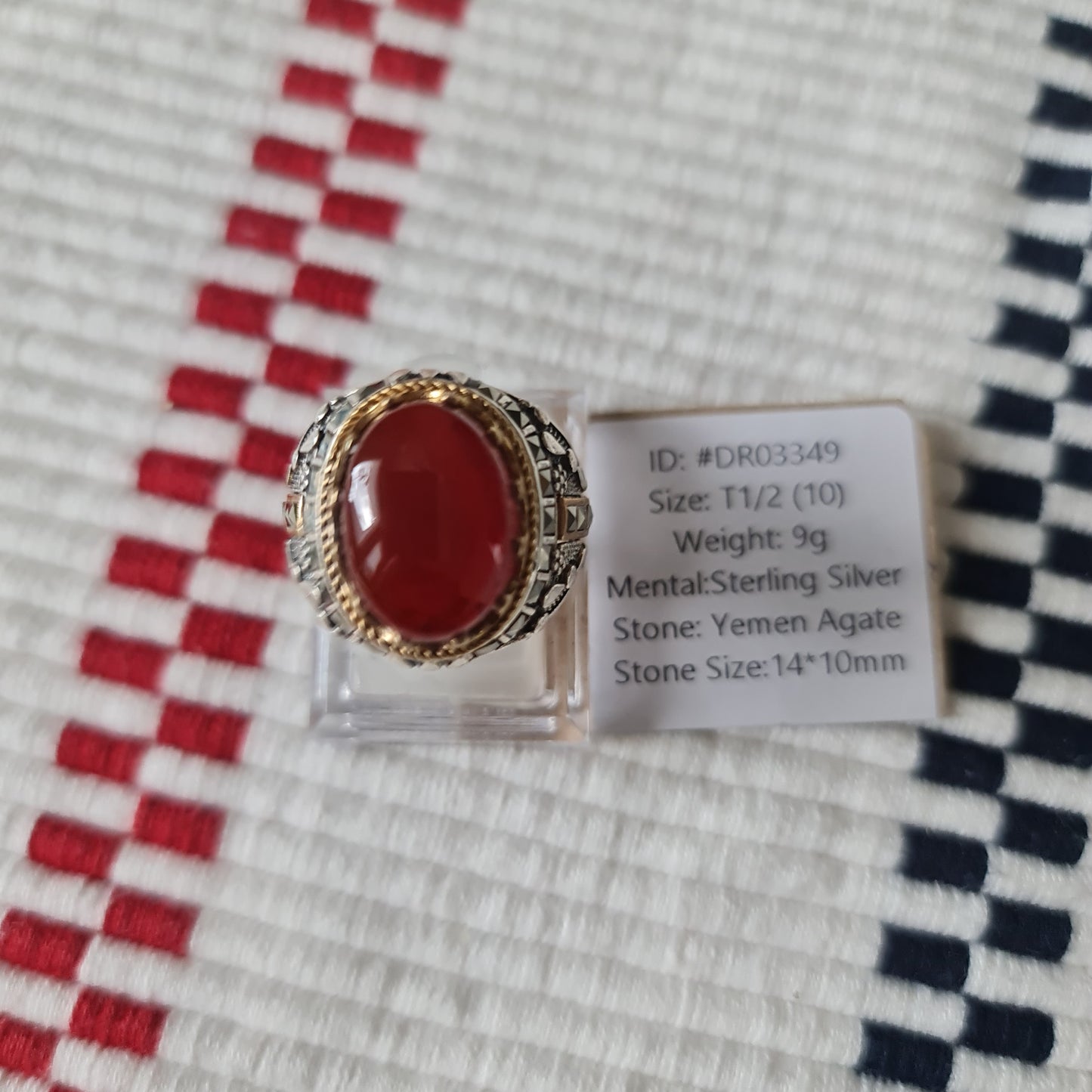 Yemeni Rare Genuine Agate 925 Silver Men's Ring DR03349