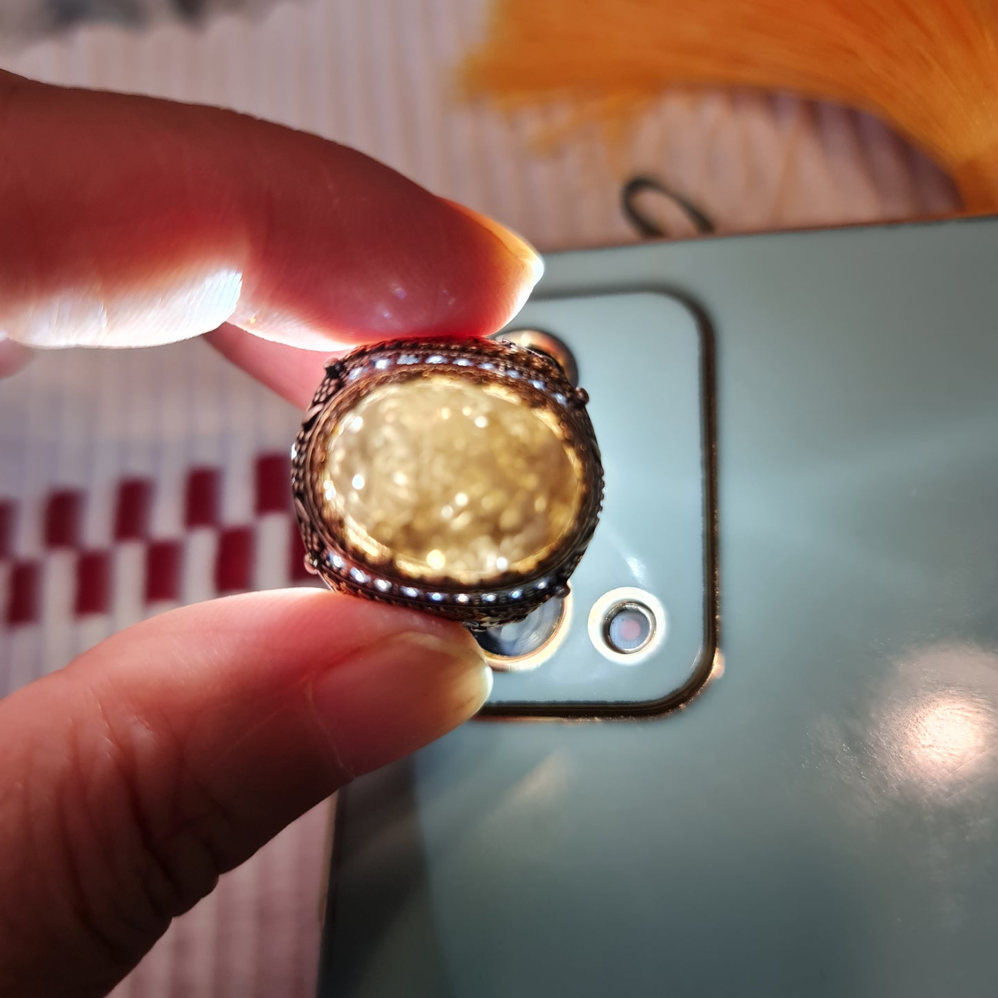 Yemeni Rare Genuine Agate 925 Silver Men's Ring KHY230328