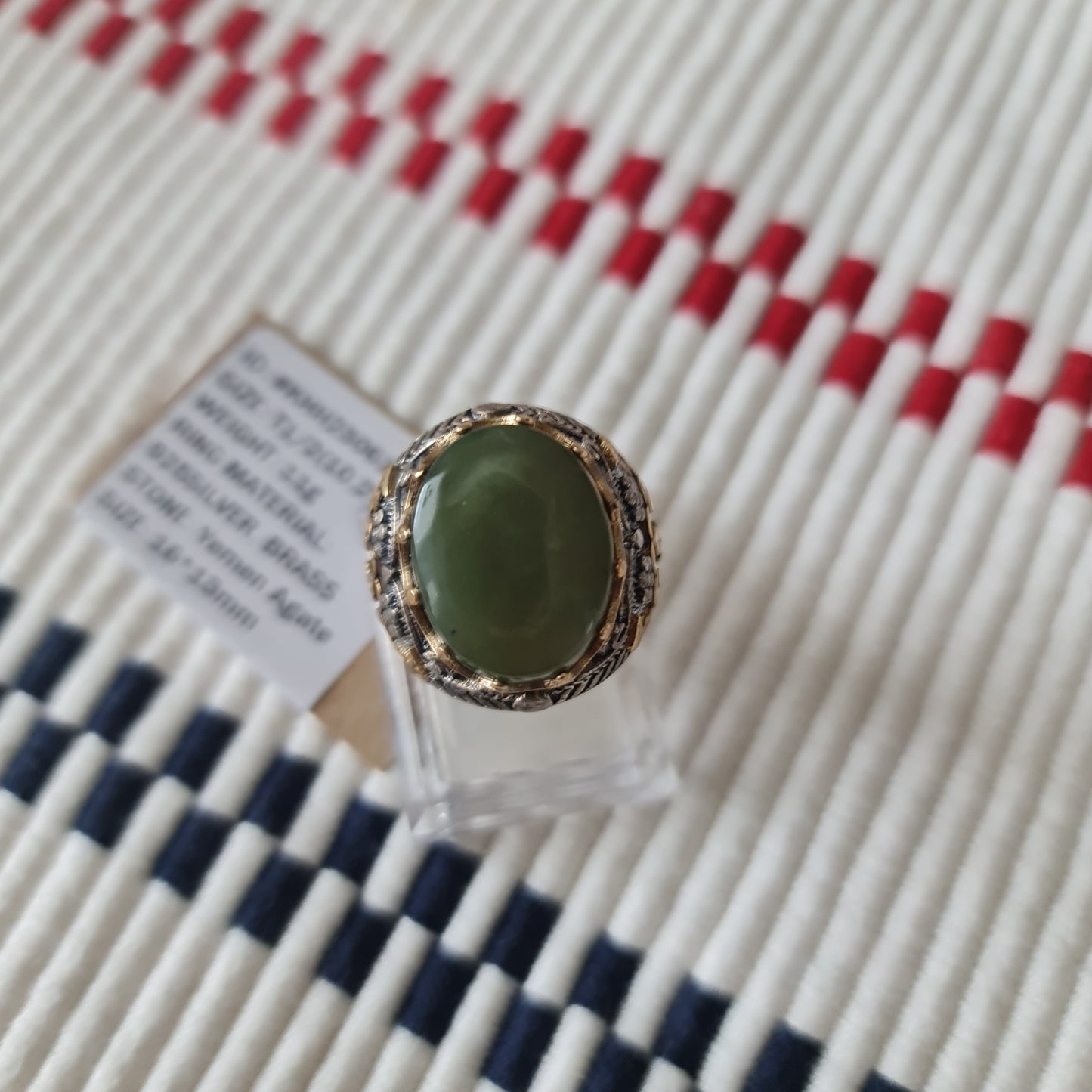 Yemeni Rare Genuine Agate 925 Silver Men's Ring KHH230619