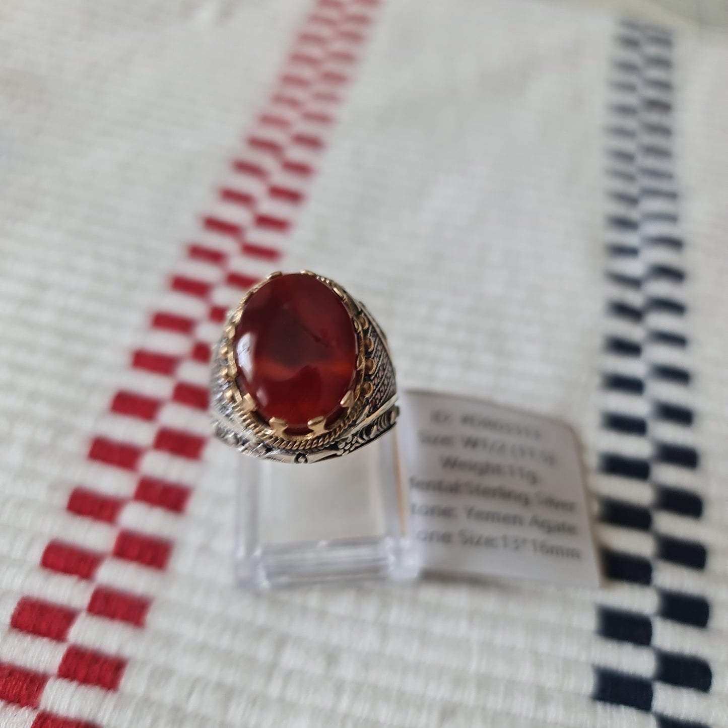 Yemeni Rare Genuine Agate 925 Silver Men's Ring DR03313