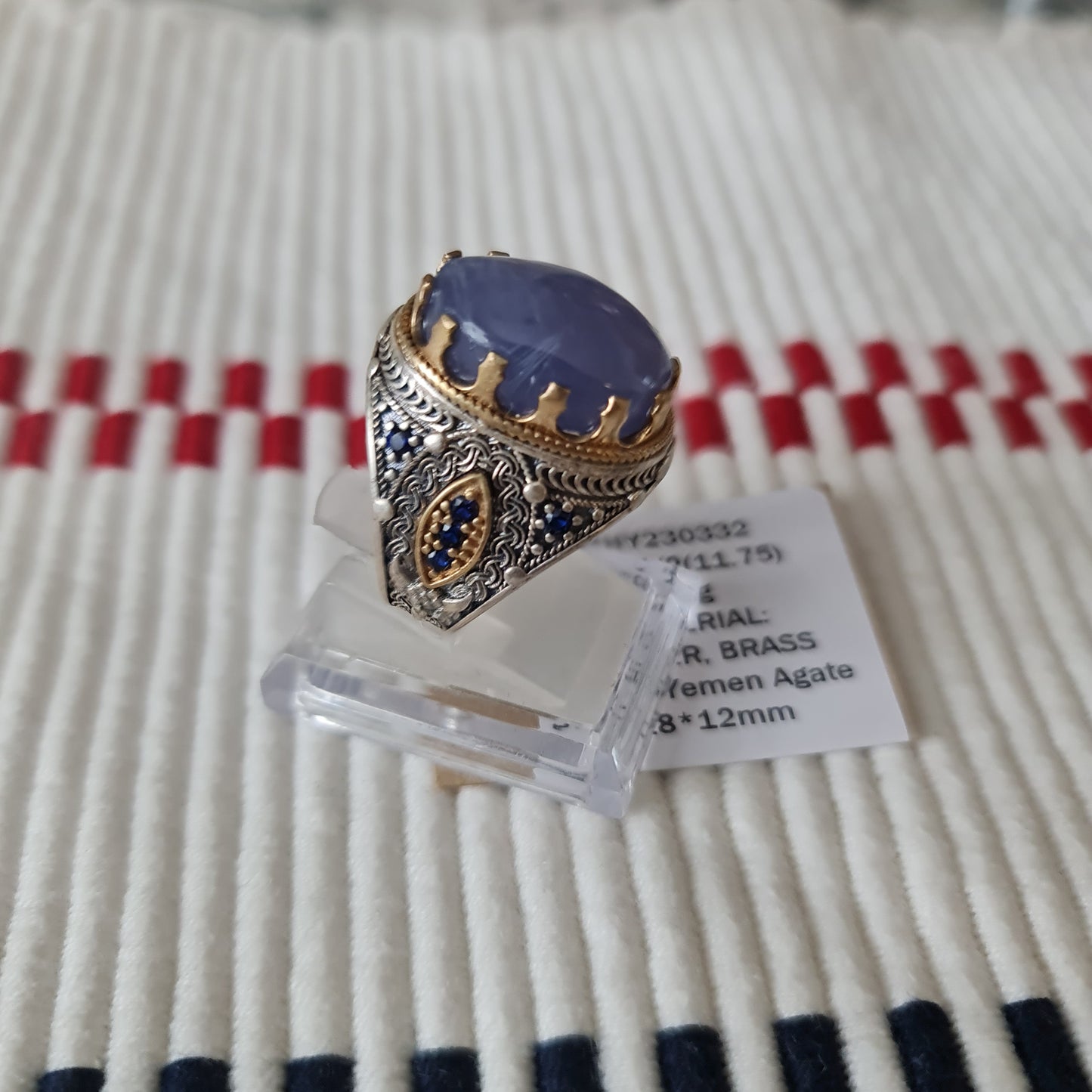 Yemeni Rare Genuine Agate 925 Silver Men's Ring KHY230332