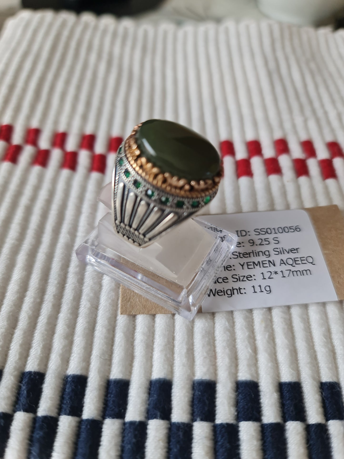 Yemeni Rare Genuine Agate 925 Silver Men's Ring SS010056