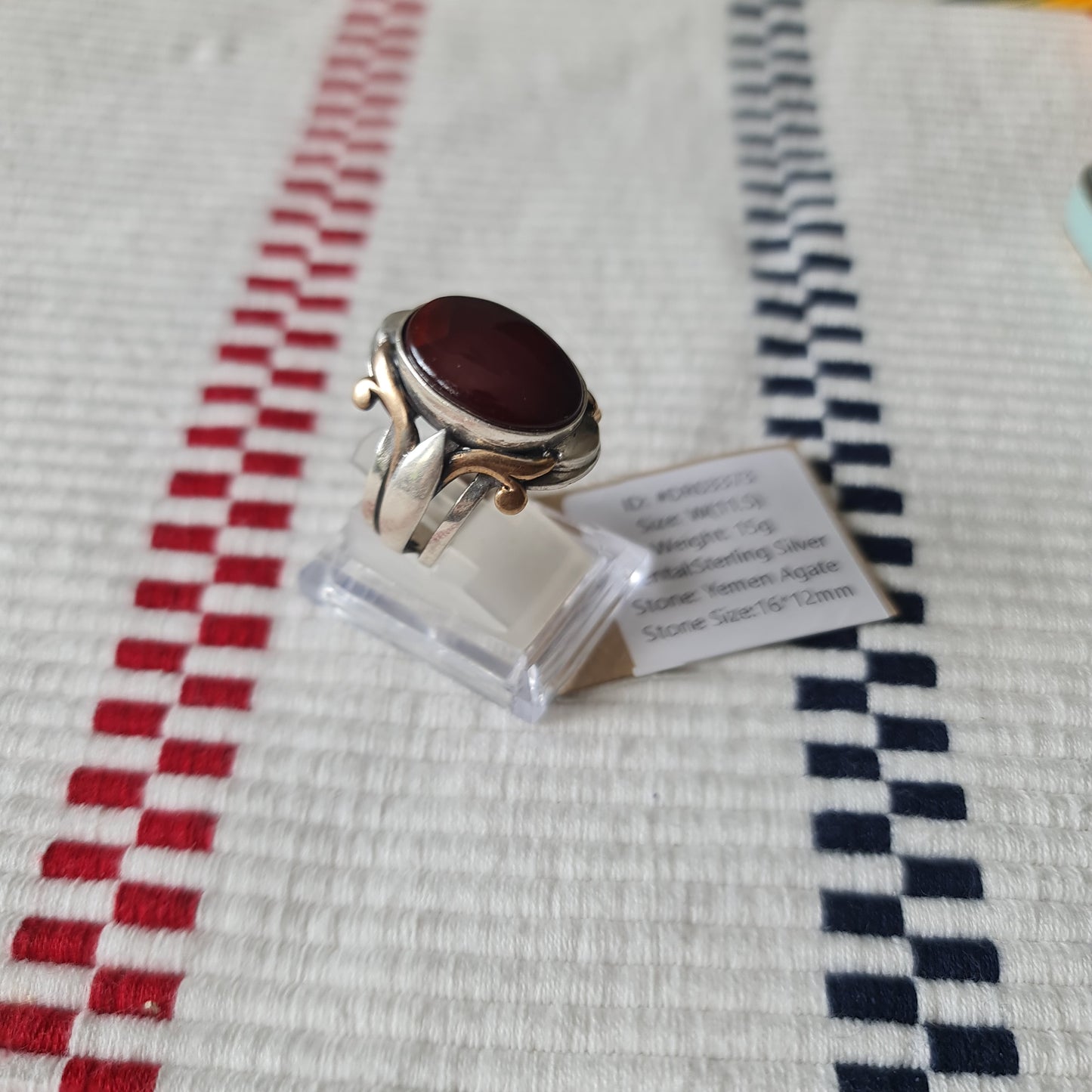 Yemeni Rare Genuine Agate 925 Silver Men's Ring DR03373