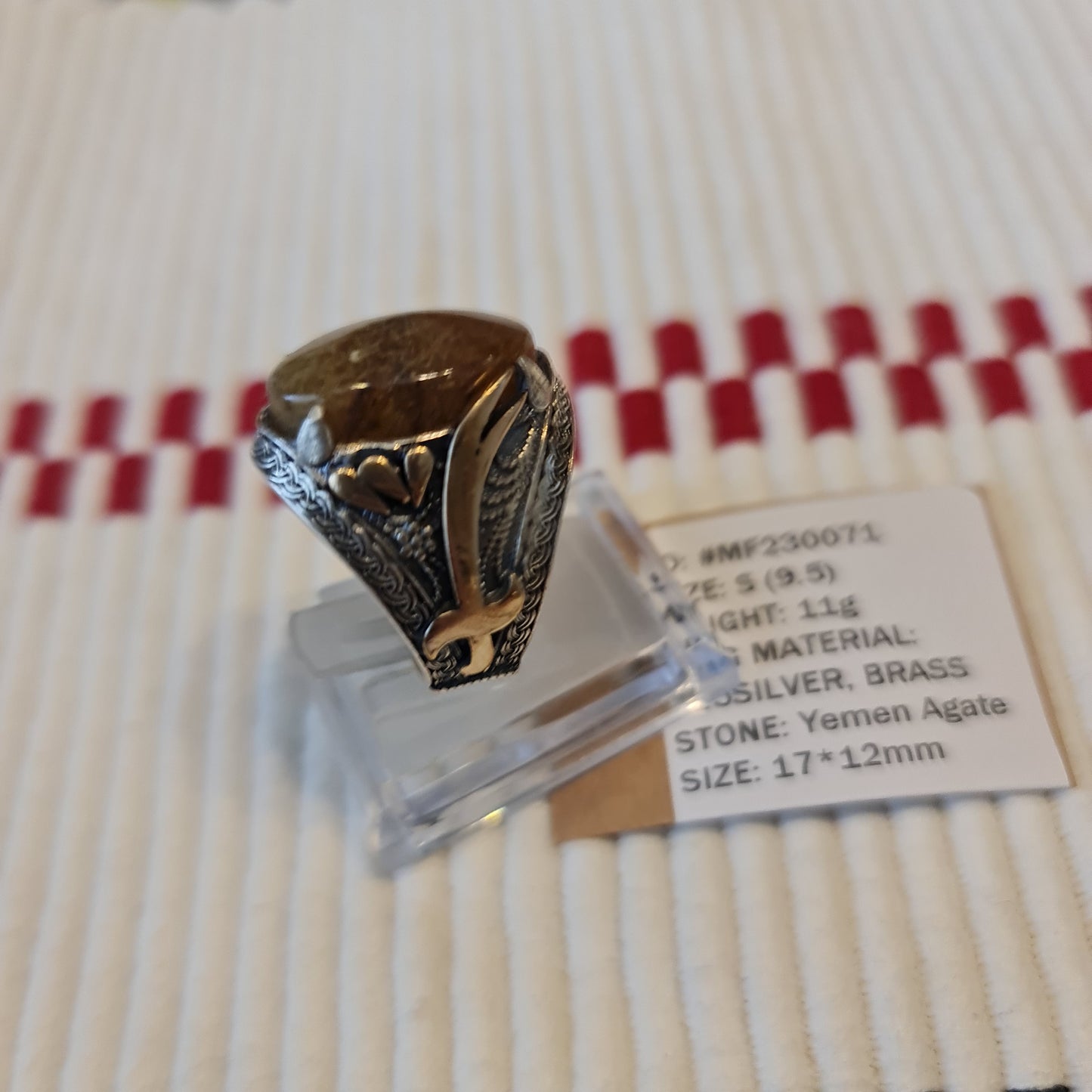 Yemeni Rare Genuine Agate 925 Silver Men's Ring MF230071