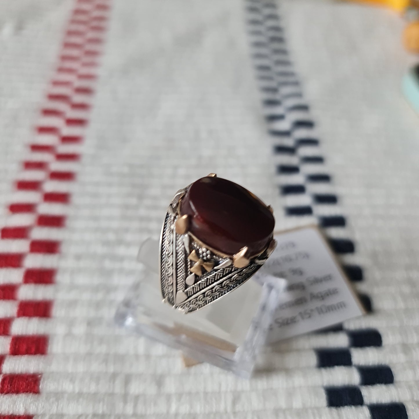 Yemeni Rare Genuine Agate 925 Silver Men's Ring DR03379