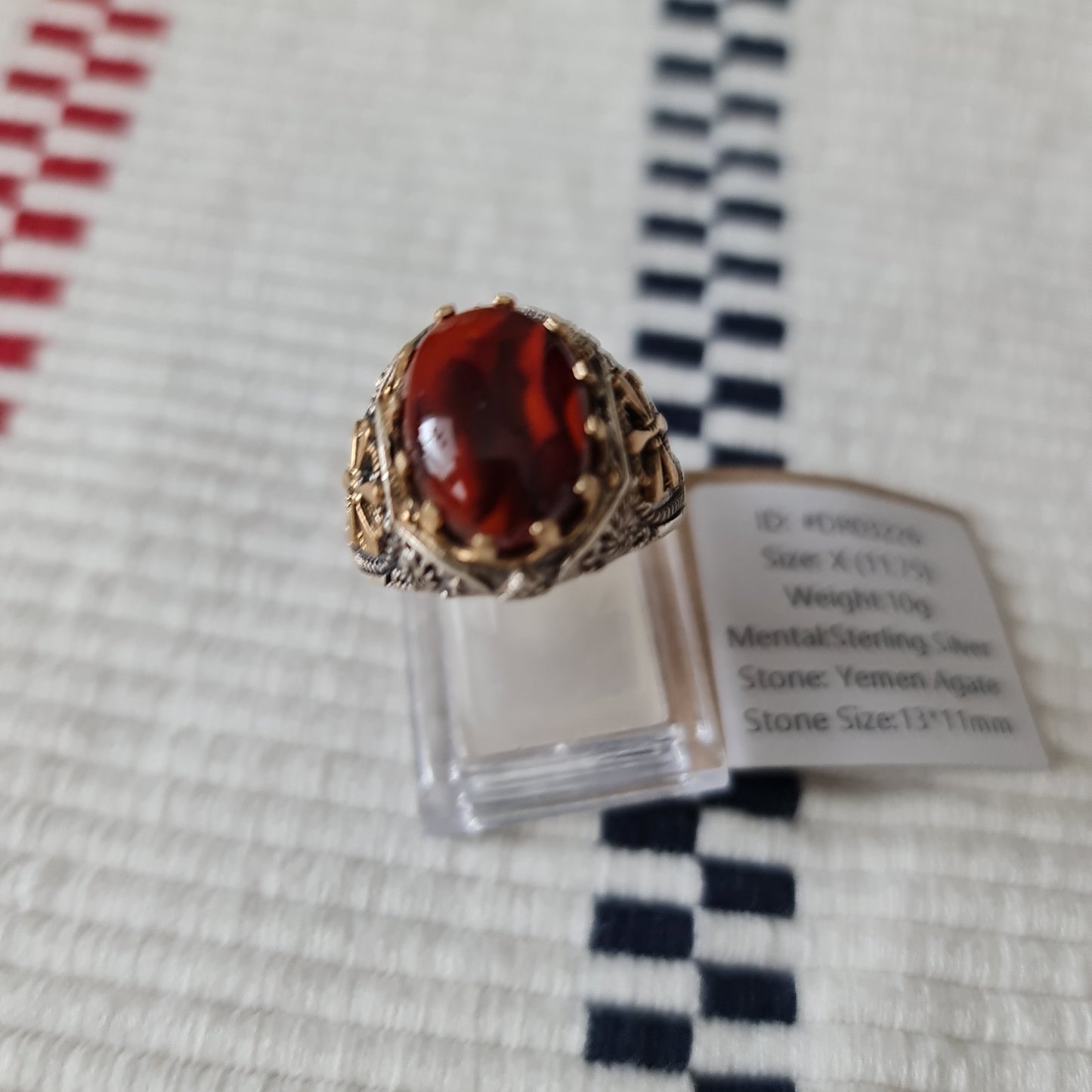 Yemeni Rare Genuine Agate 925 Silver Men's Ring DR03226