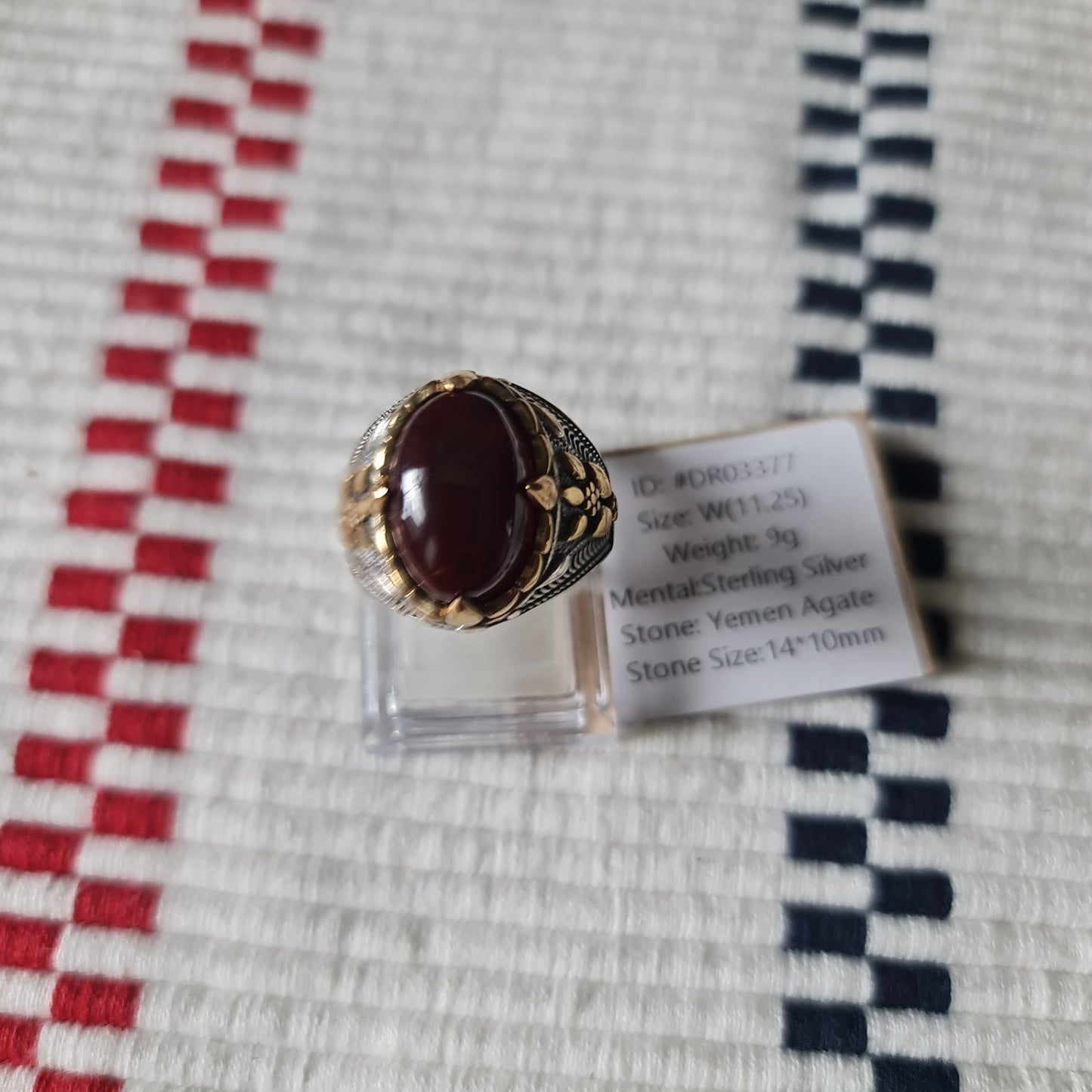 Yemeni Rare Genuine Agate 925 Silver Men's Ring DR03377