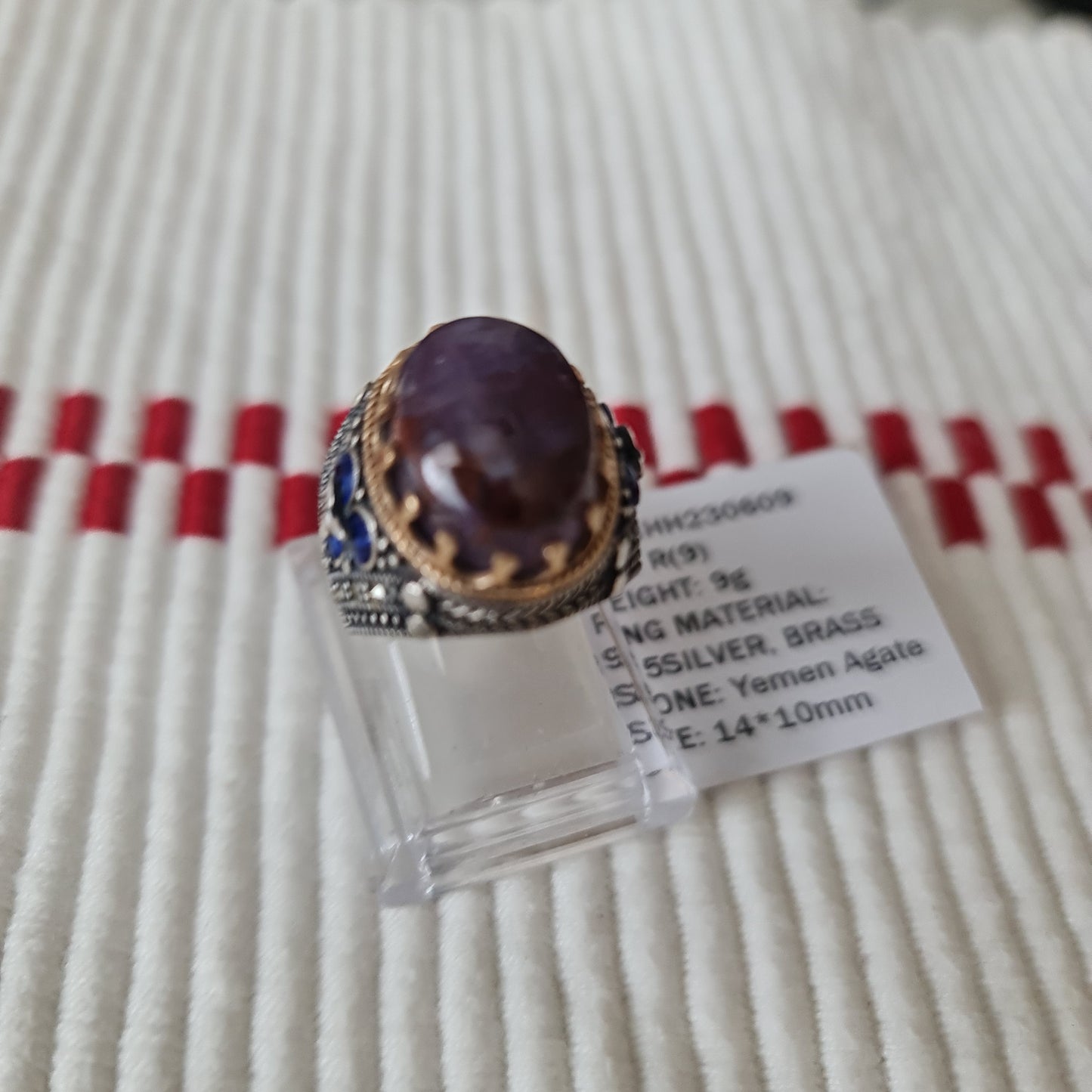 Yemeni Rare Genuine Agate 925 Silver Men's Ring KHH230609