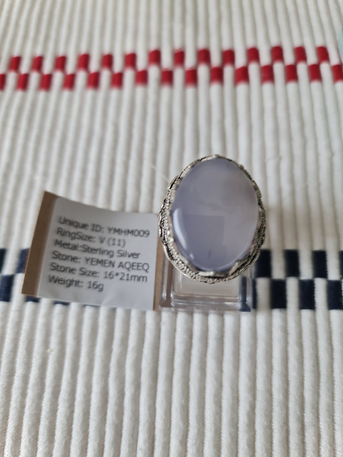 Yemeni Rare Genuine Agate 925 Silver Men's Ring YMHM009