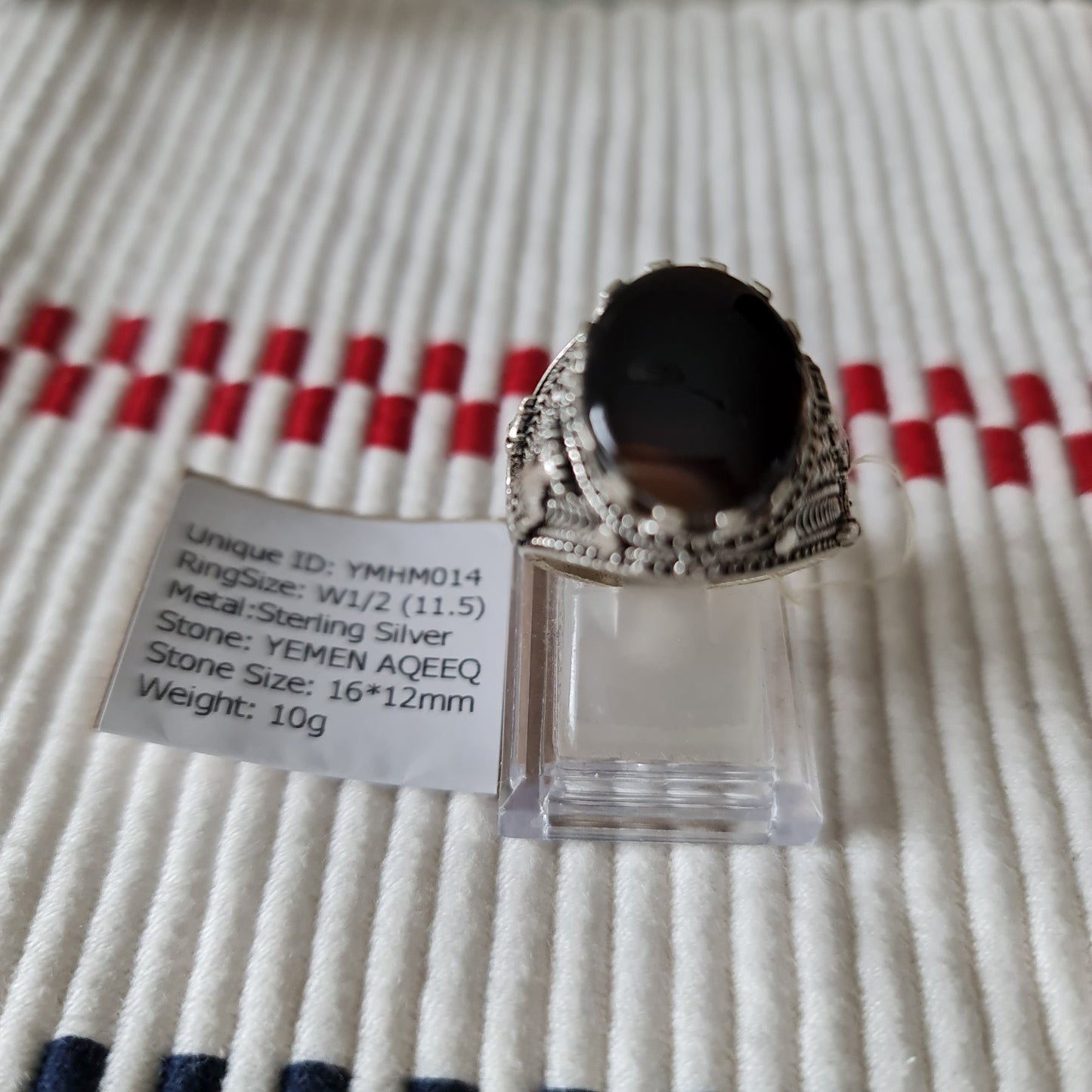 Yemeni Rare Genuine Agate 925 Silver Men's Ring YMHM014