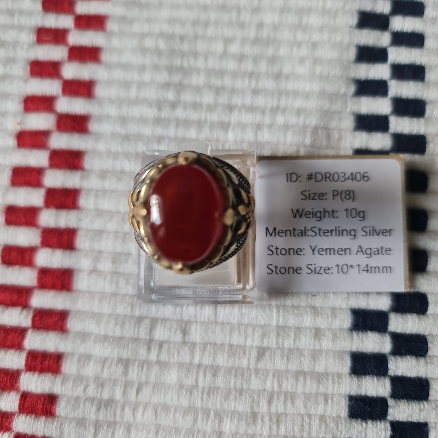 Yemeni Rare Genuine Agate 925 Silver Men's Ring DR03406