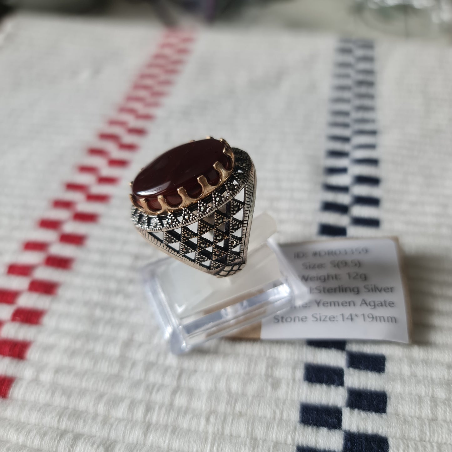 Yemeni Rare Genuine Agate 925 Silver Men's Ring DR03359