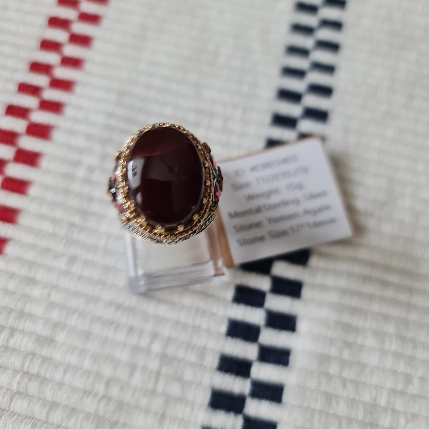 Yemeni Rare Genuine Agate 925 Silver Men's Ring DR03403