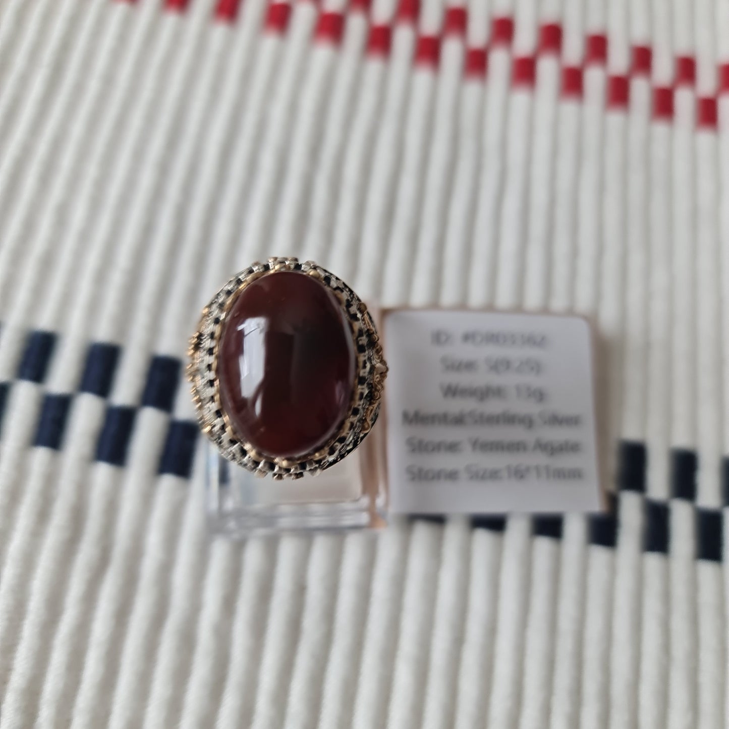 Yemeni Rare Genuine Agate 925 Silver Men's Ring DR03362