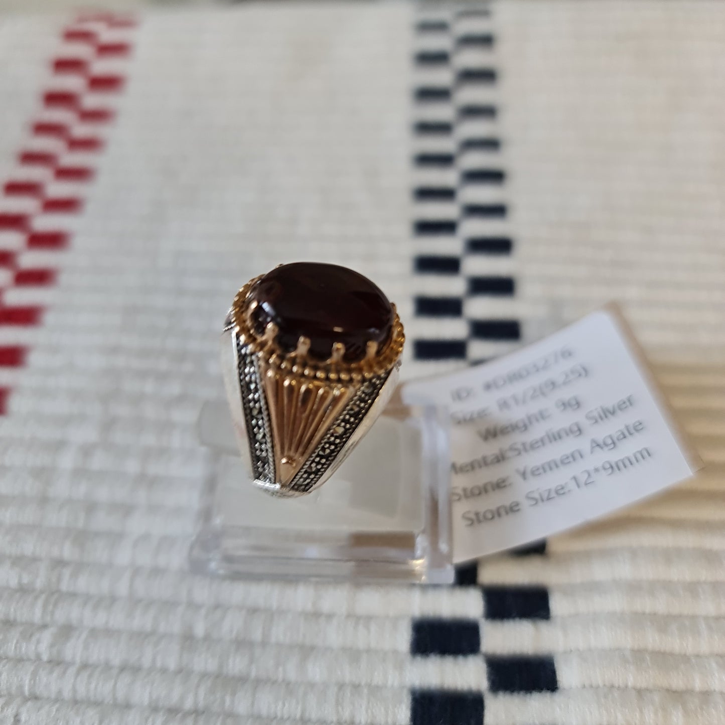 Yemeni Rare Genuine Agate 925 Silver Men's Ring DR03276