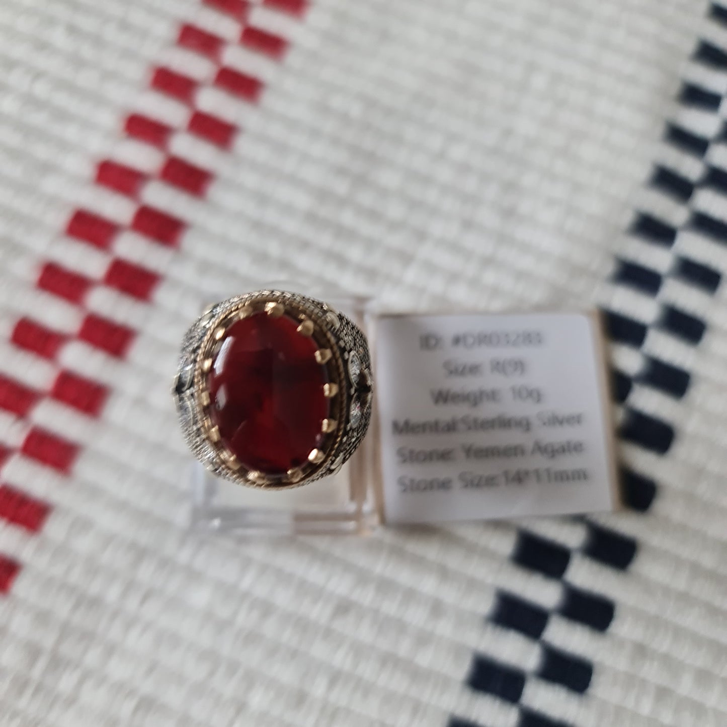 Yemeni Rare Genuine Agate 925 Silver Men's Ring DR03283
