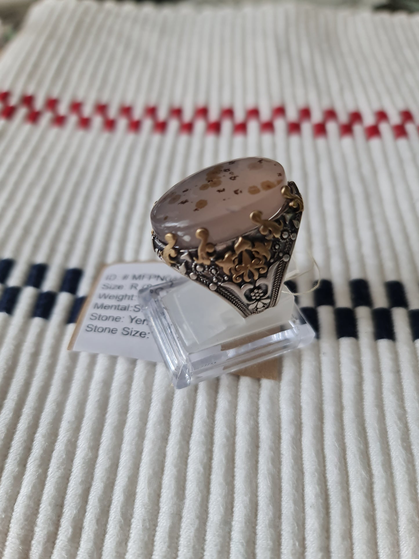 Yemeni Rare Genuine Agate 925 Silver Men's Ring MFPN045