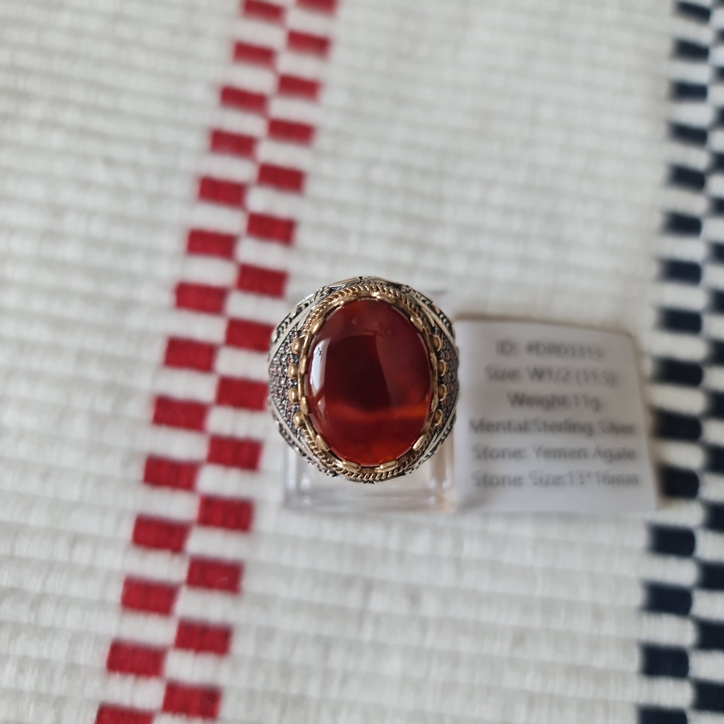 Yemeni Rare Genuine Agate 925 Silver Men's Ring DR03313