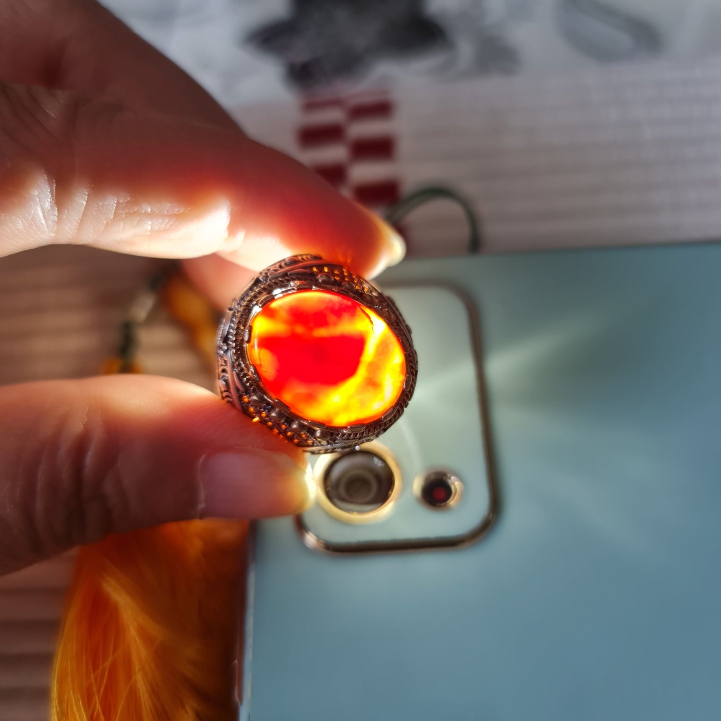 Yemeni Rare Genuine Agate 925 Silver Men's Ring DR03313
