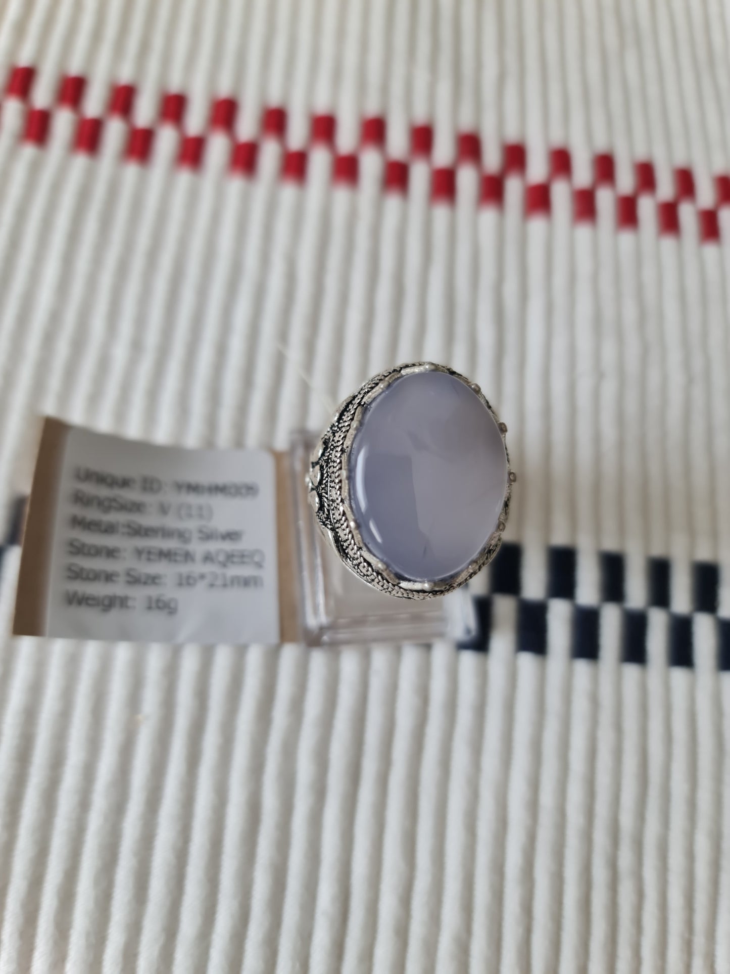 Yemeni Rare Genuine Agate 925 Silver Men's Ring YMHM009